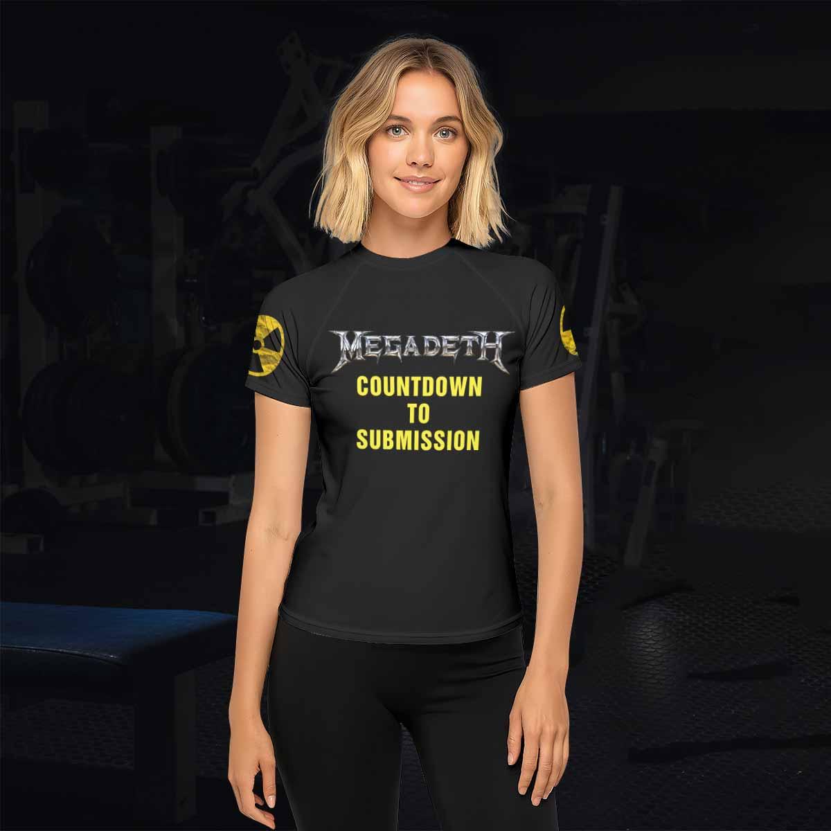 Megadeth Countdown to Submission Women's Rash Guard Short Sleeve - lifestyle view