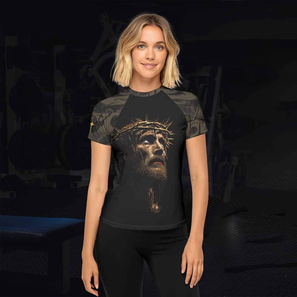 Live for Him Women's Rash Guard Short Sleeve - lifestyle view