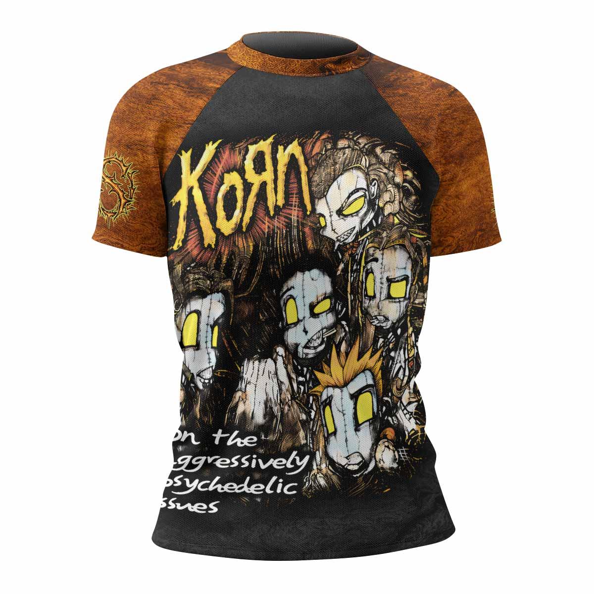Follow the Leader Korn Women's Rash Guard Short Sleeve - front view mockup