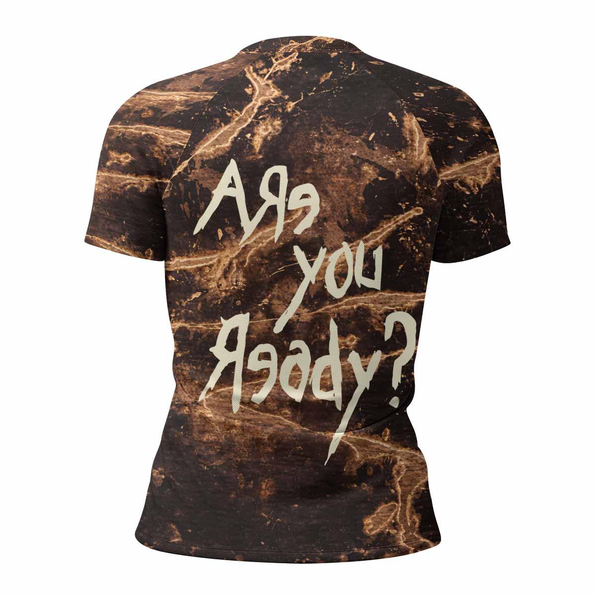 Are You Ready Korn Women's Rash Guard Short Sleeve - back view mockup