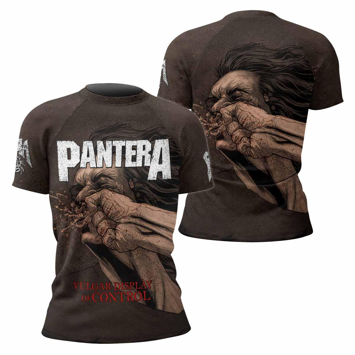 Pantera Vulgar Display Of Control Women's Rash Guard Short Sleeve - front and back view