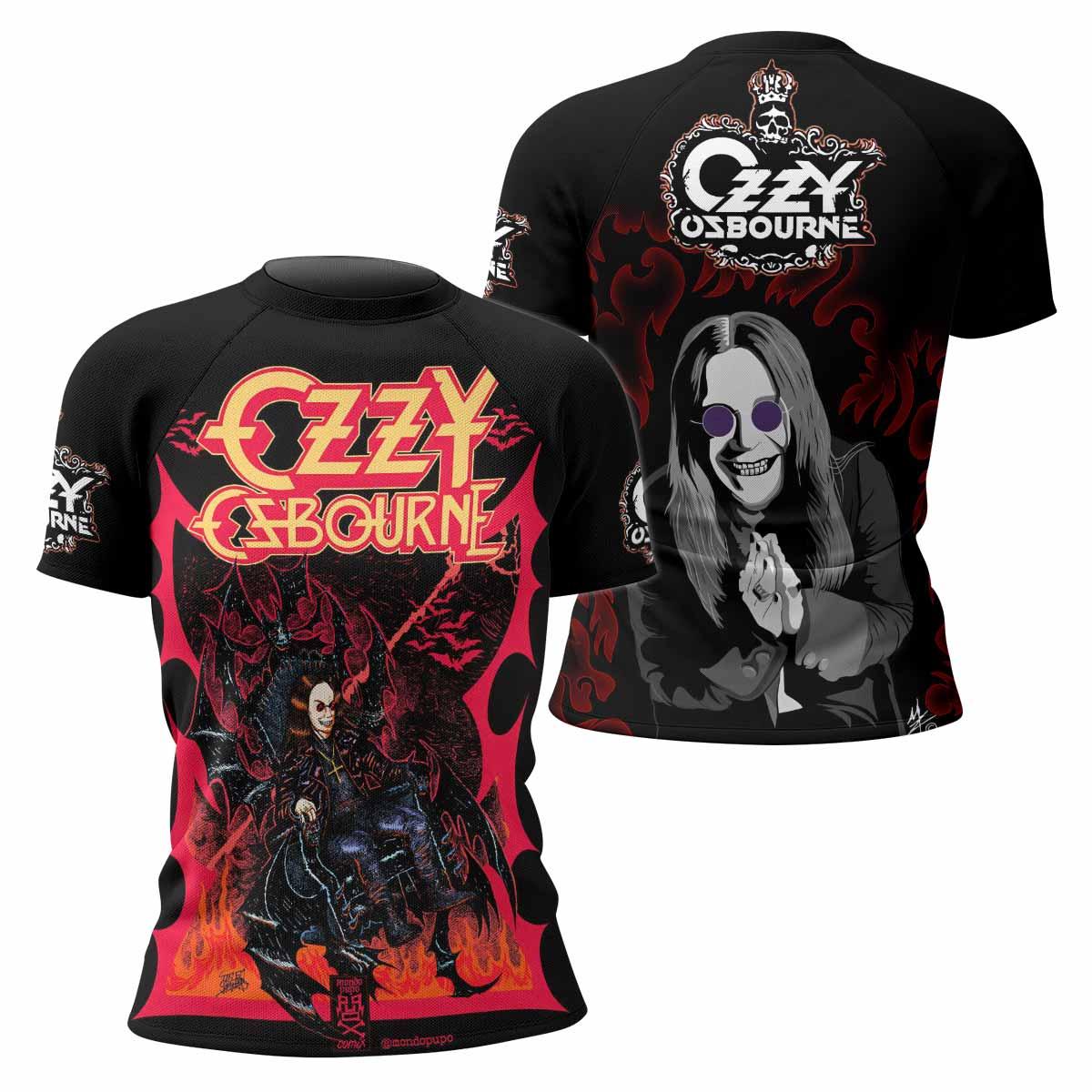 Ozzy Osbourne Women's Rash Guard Short Sleeve - front and back view