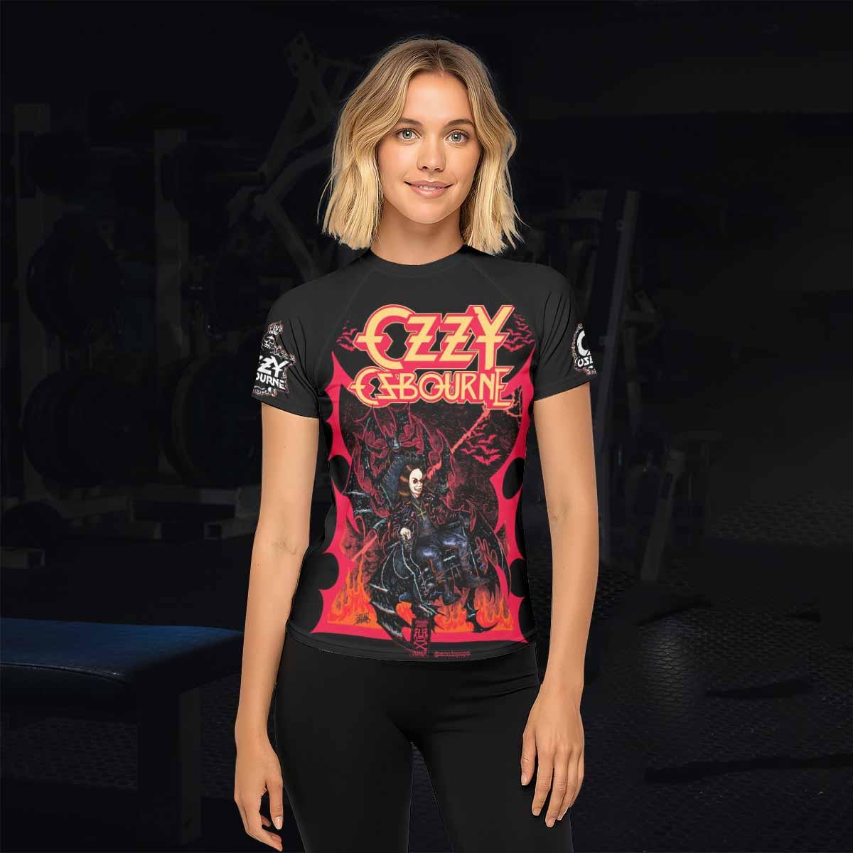 Ozzy Osbourne Women's Rash Guard Short Sleeve - lifestyle view