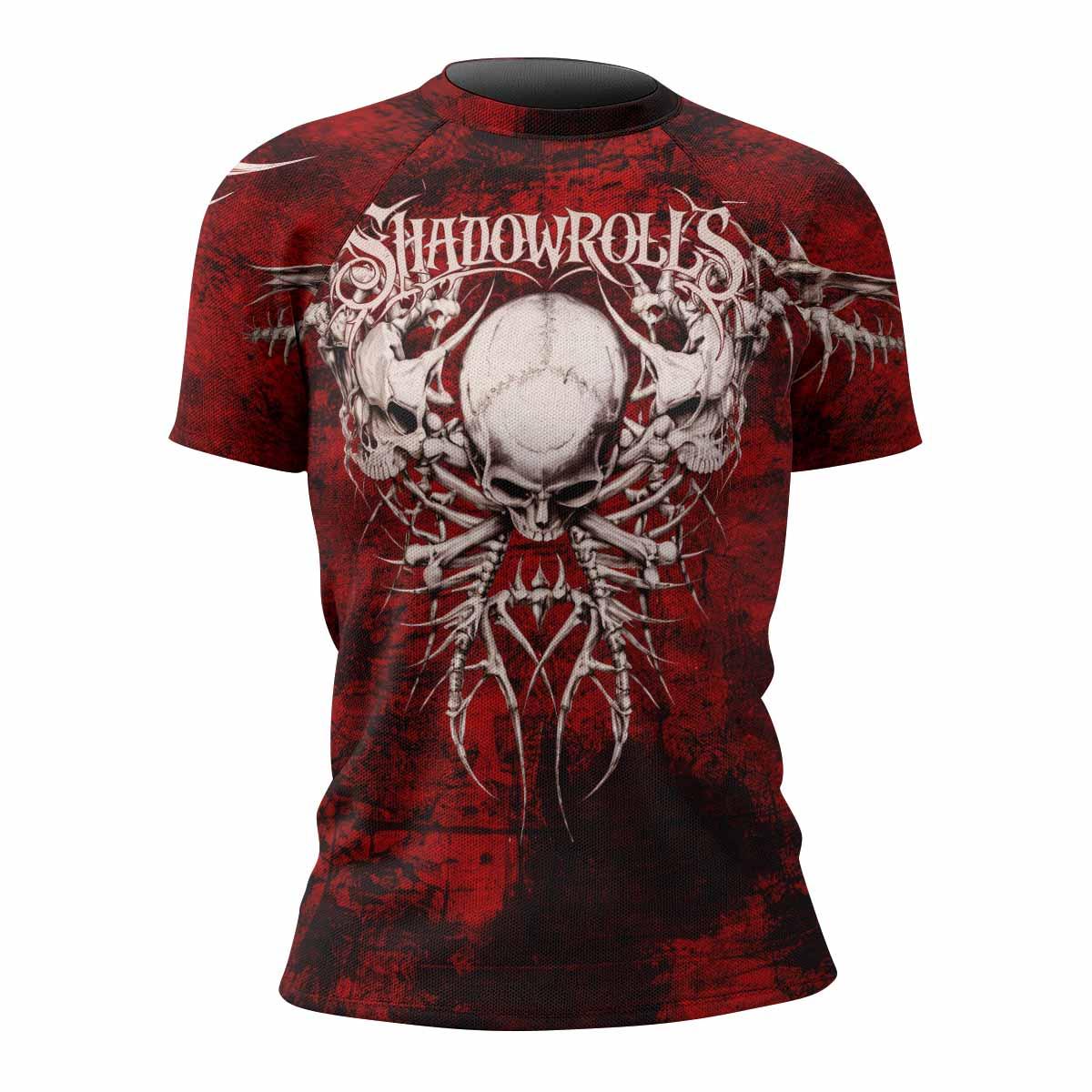 Blood Spine Skull Women's Rash Guard Short Sleeve - front view mockup