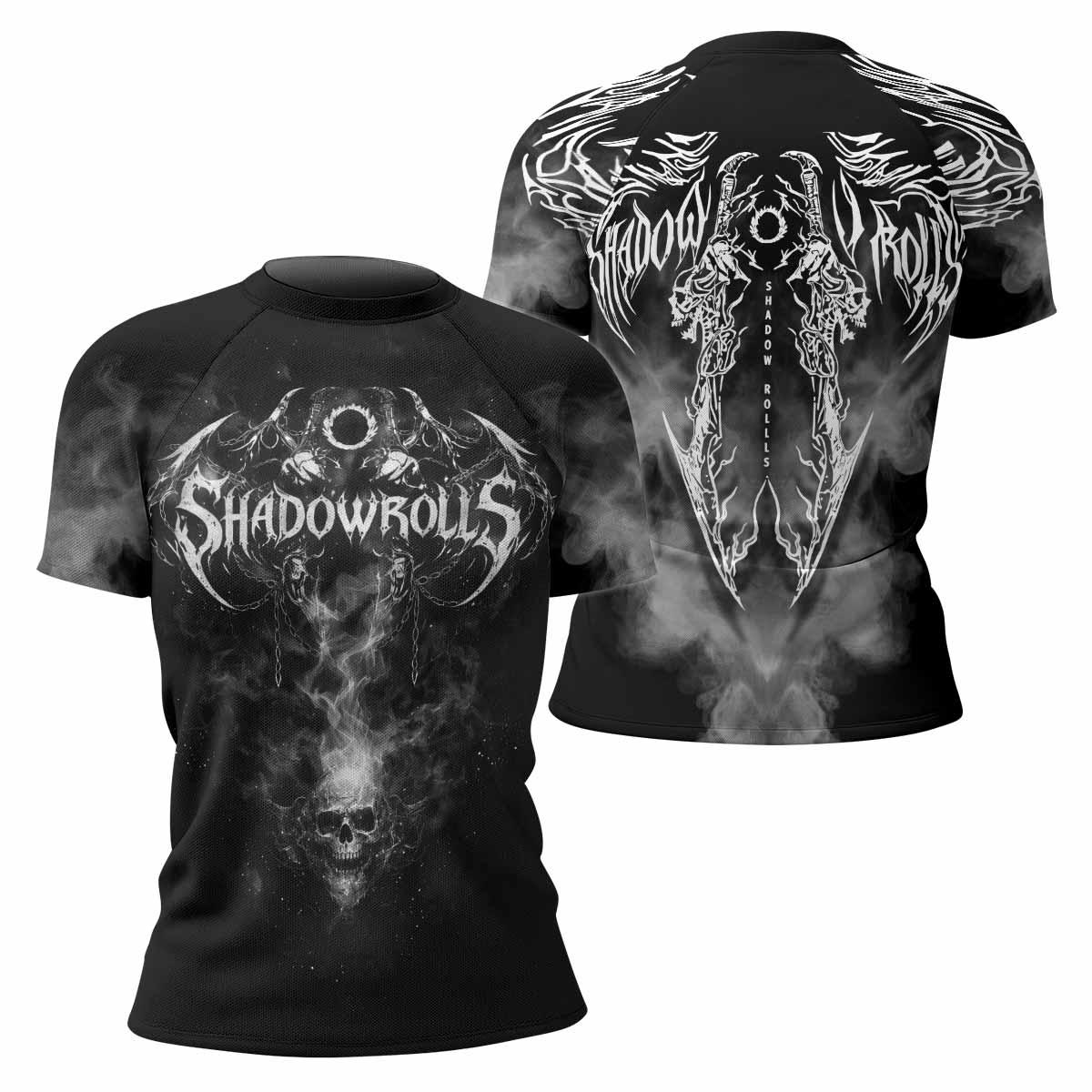Wraith of the Abyss Women's Rash Guard Short Sleeve - front and back view