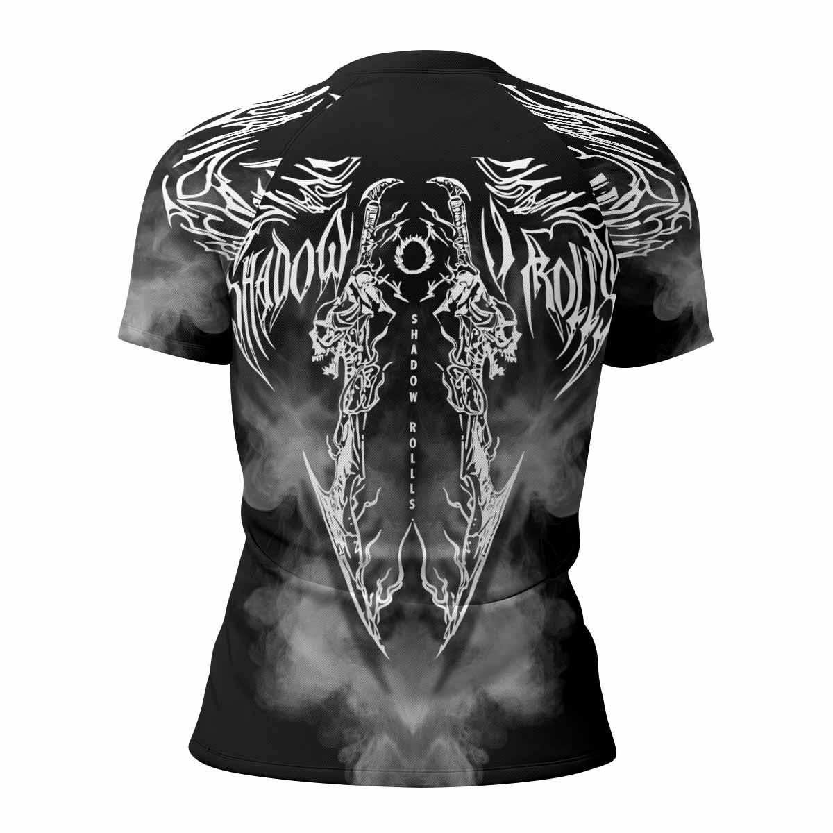 Wraith of the Abyss Women's Rash Guard Short Sleeve - back view mockup