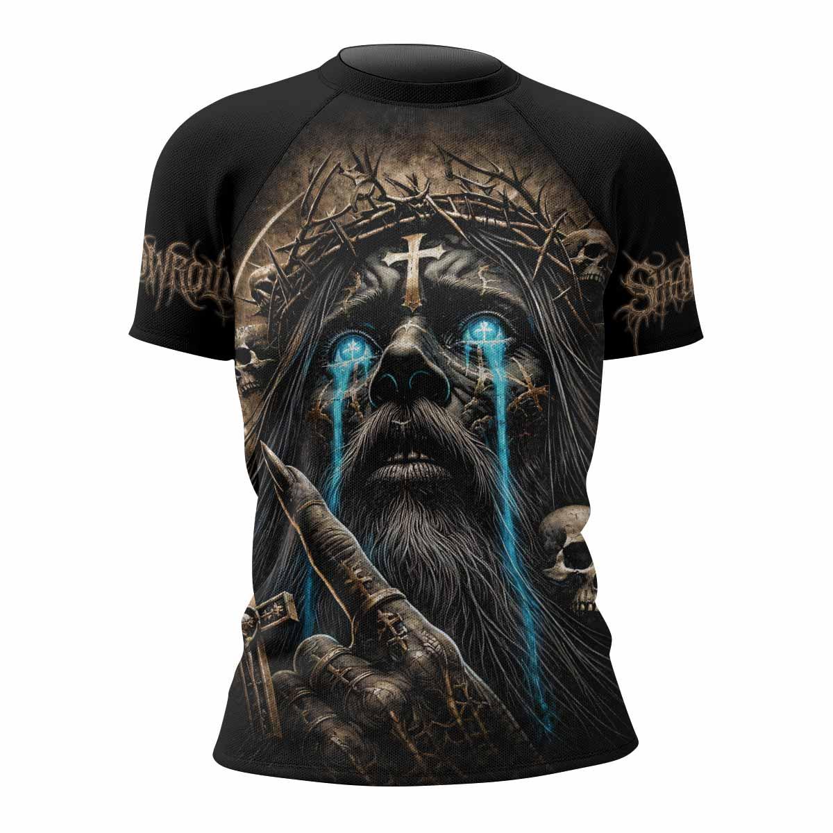 Tears Of Christ Women's Rash Guard Short Sleeve - front view mockup