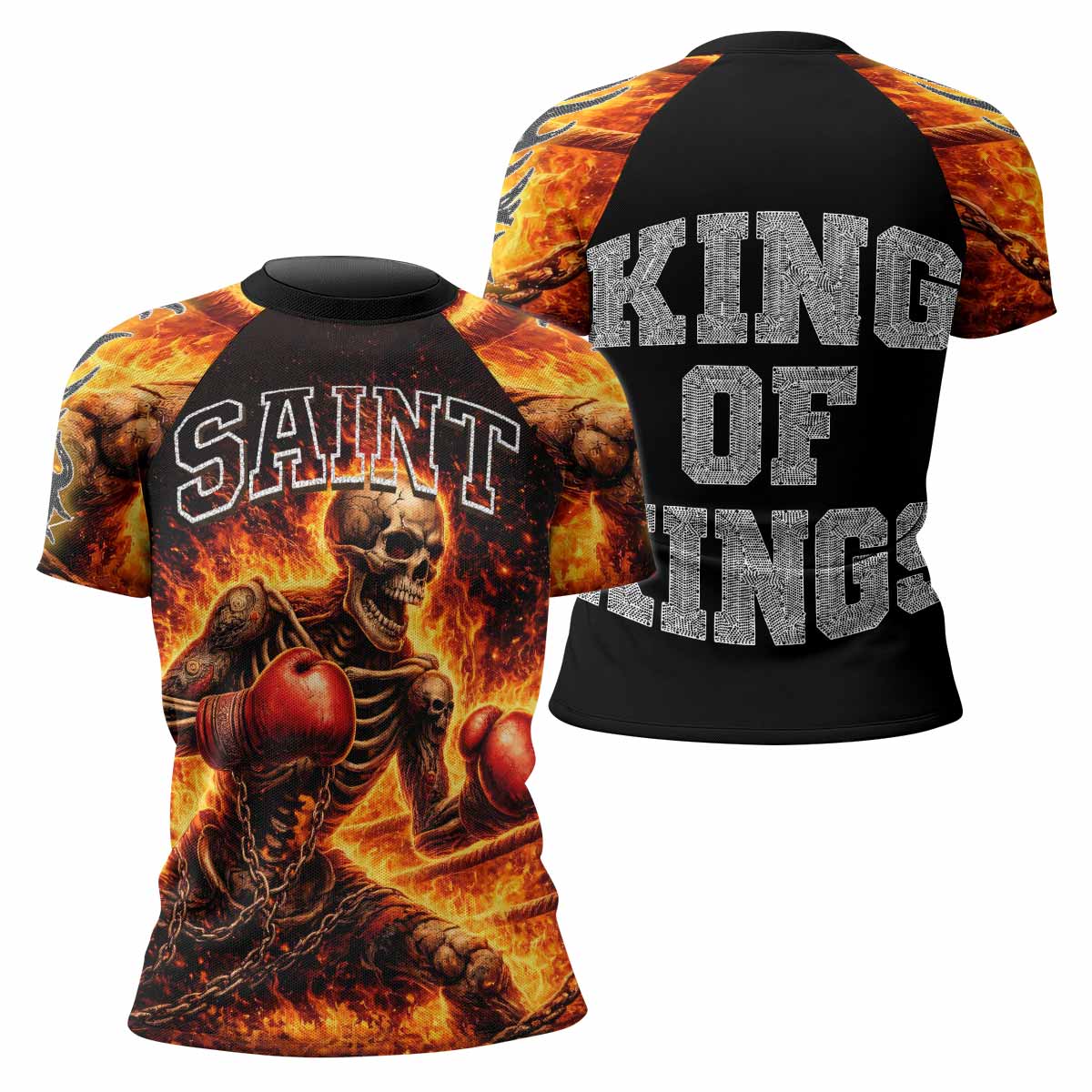 Saint King of Kings Women's Rash Guard Short Sleeve - front and back view