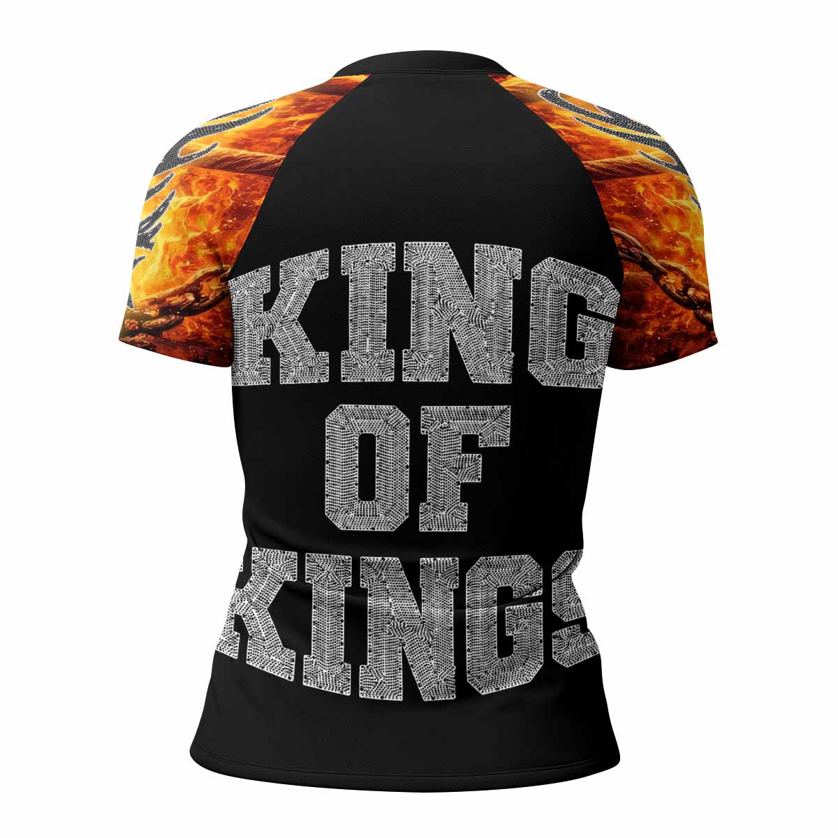 Saint King of Kings Women's Rash Guard Short Sleeve - back view mockup