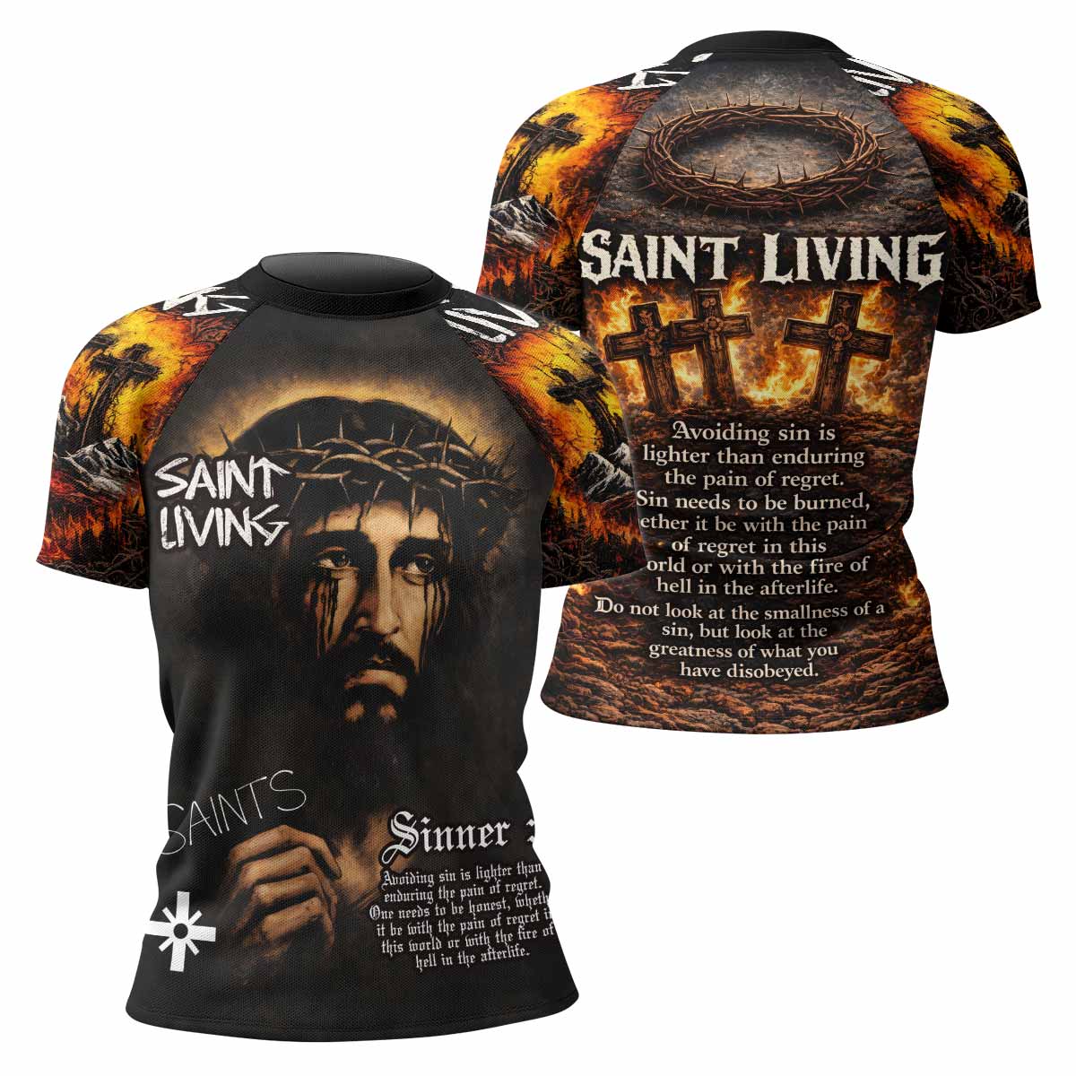 Saint Living Women's Rash Guard Short Sleeve - front and back view