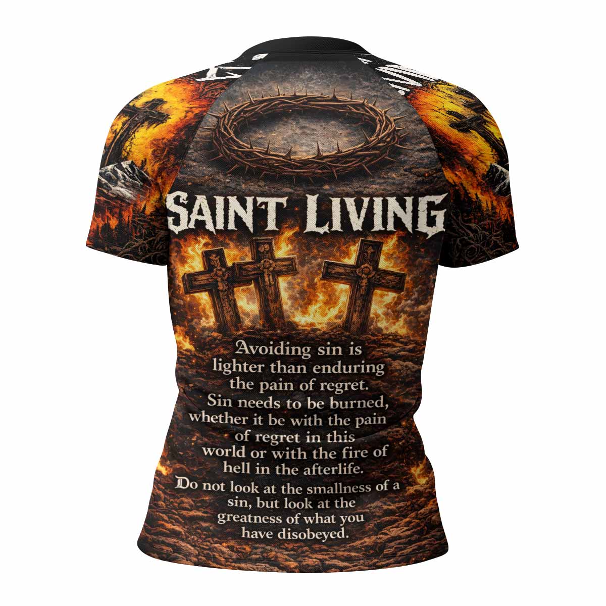 Saint Living Women's Rash Guard Short Sleeve - back view mockup