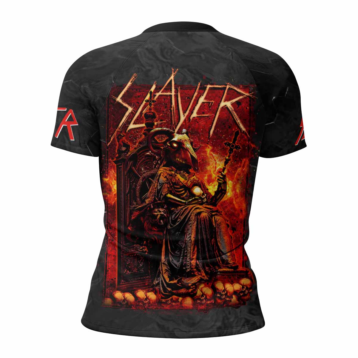 Slayer Goat Skull Women's Rash Guard Short Sleeve - back view mockup