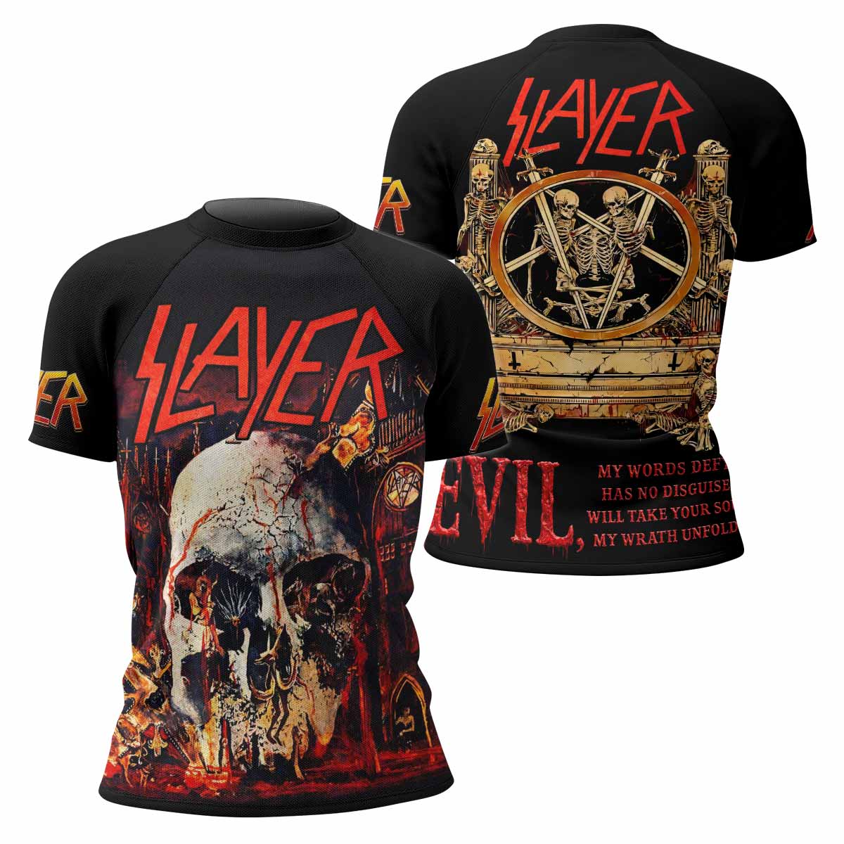 Slayer South Of Heaven Women's Rash Guard Short Sleeve - front and back view
