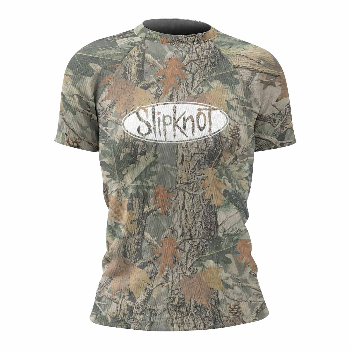 Slipknot Forest Camo Women's Rash Guard Short Sleeve - front view mockup