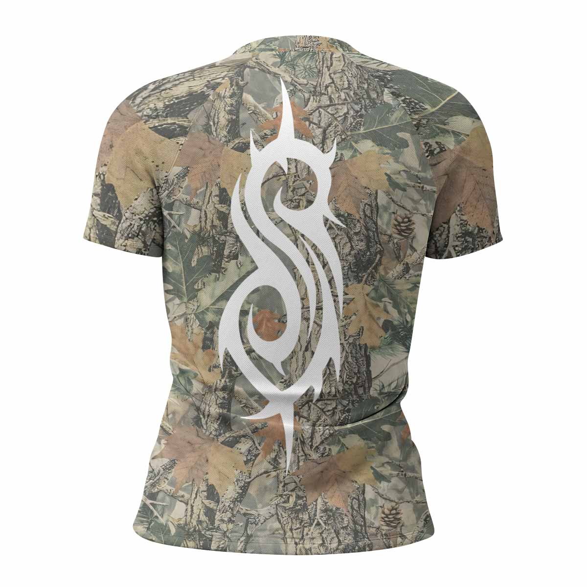 Slipknot Forest Camo Women's Rash Guard Short Sleeve - back view mockup