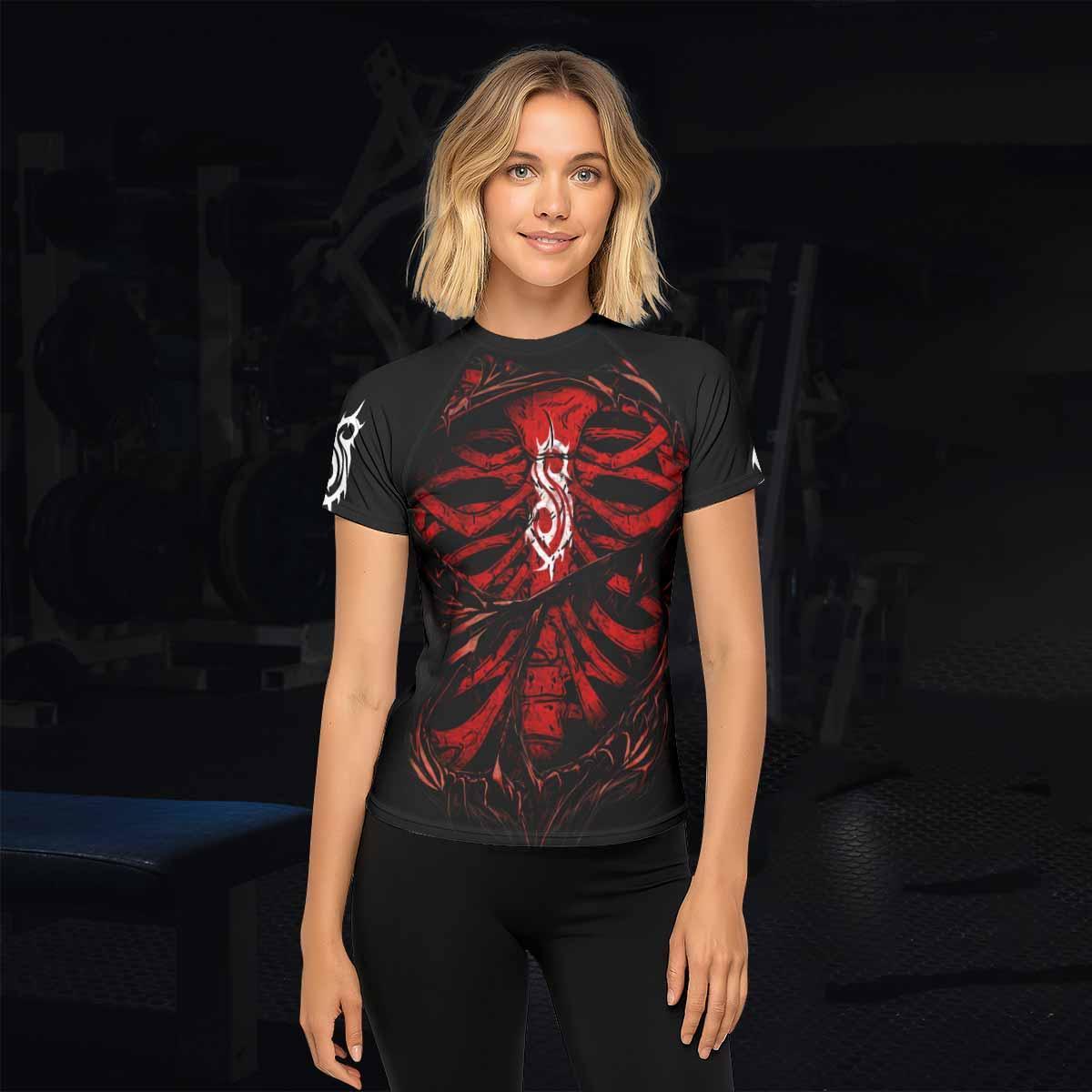 Slipknot Crimson Ribcage Women's Rash Guard Short Sleeve - lifestyle view
