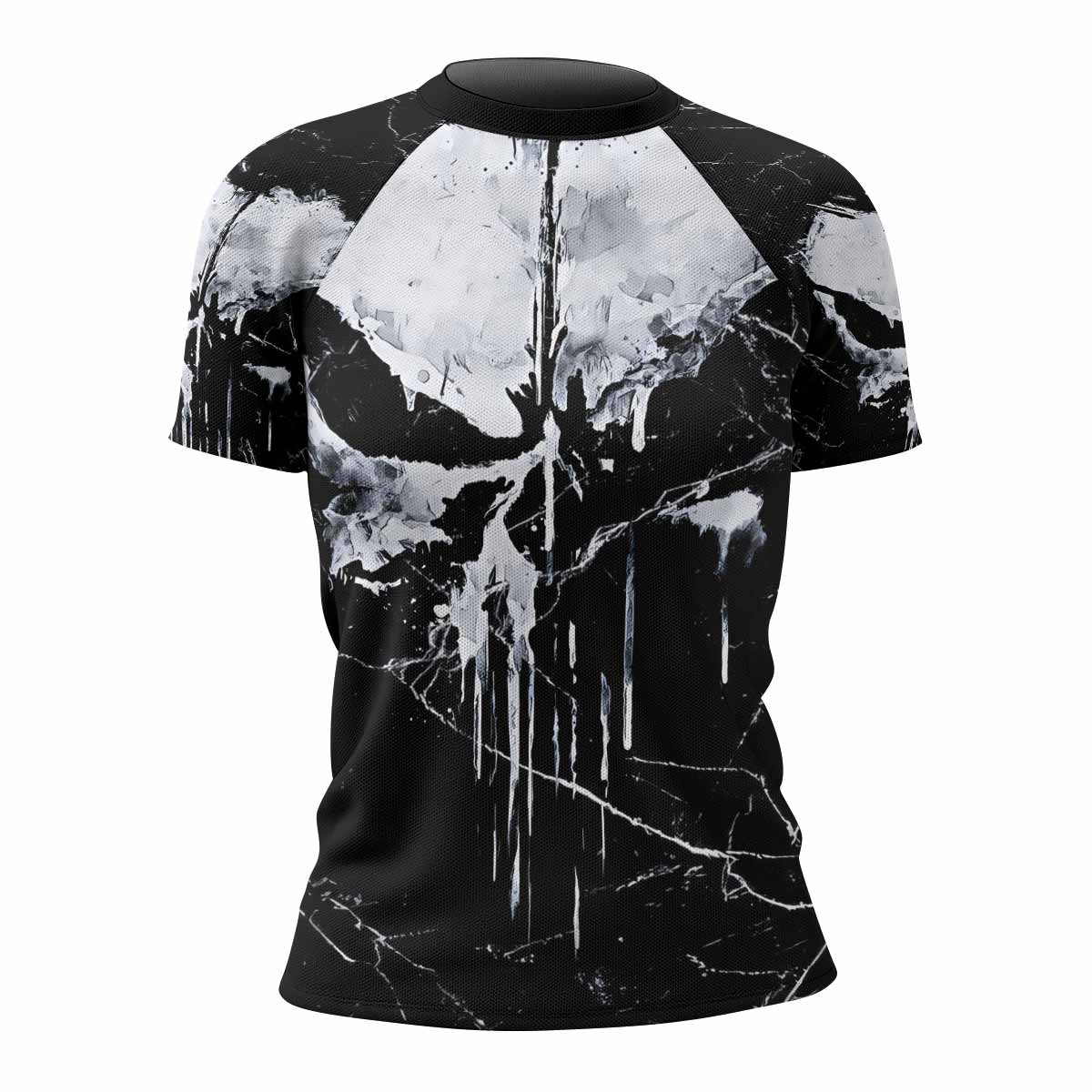 Punisher War Skull Women's Rash Guard Short Sleeve - front view mockup