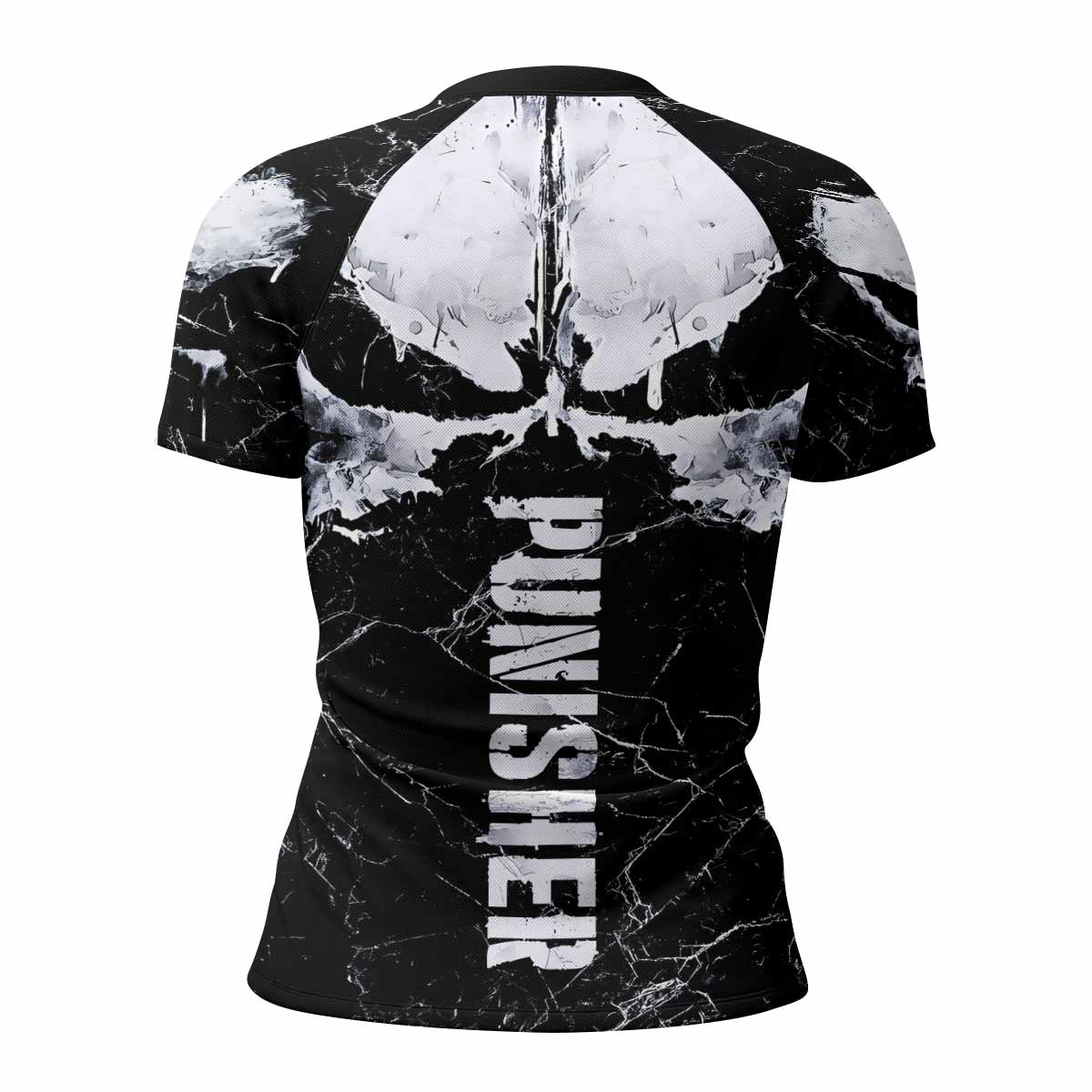 Punisher War Skull Women's Rash Guard Short Sleeve - back view mockup