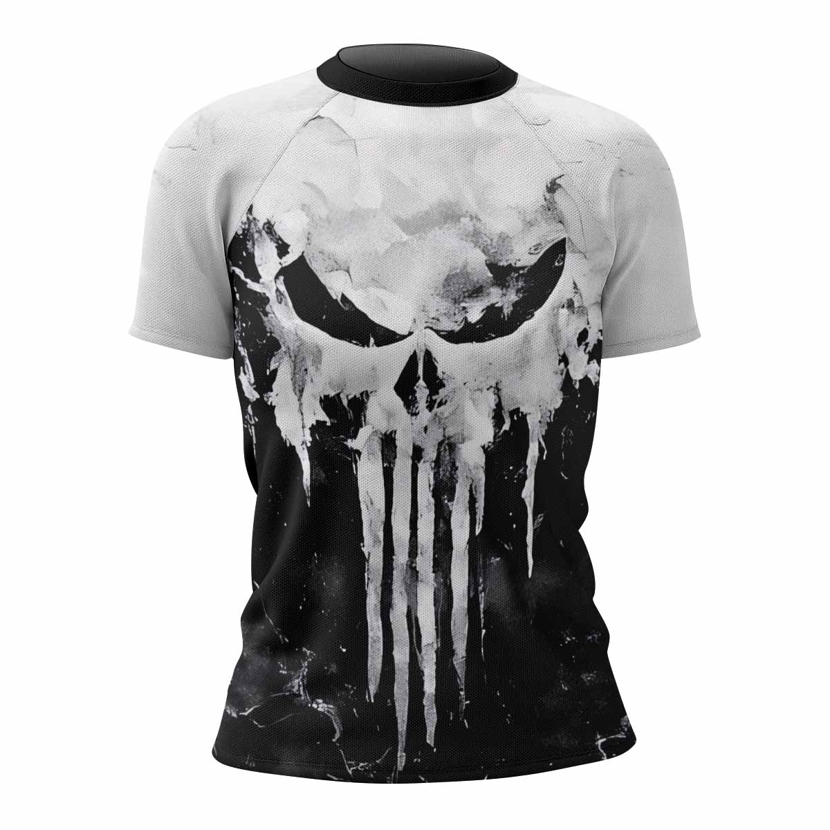 Punisher Ghost Skull Women's Rash Guard Short Sleeve - front view mockup
