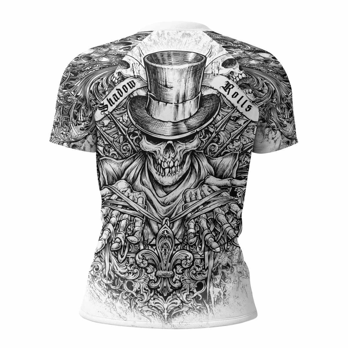 Memento Mori Skull Women's Rash Guard Short Sleeve - back view mockup