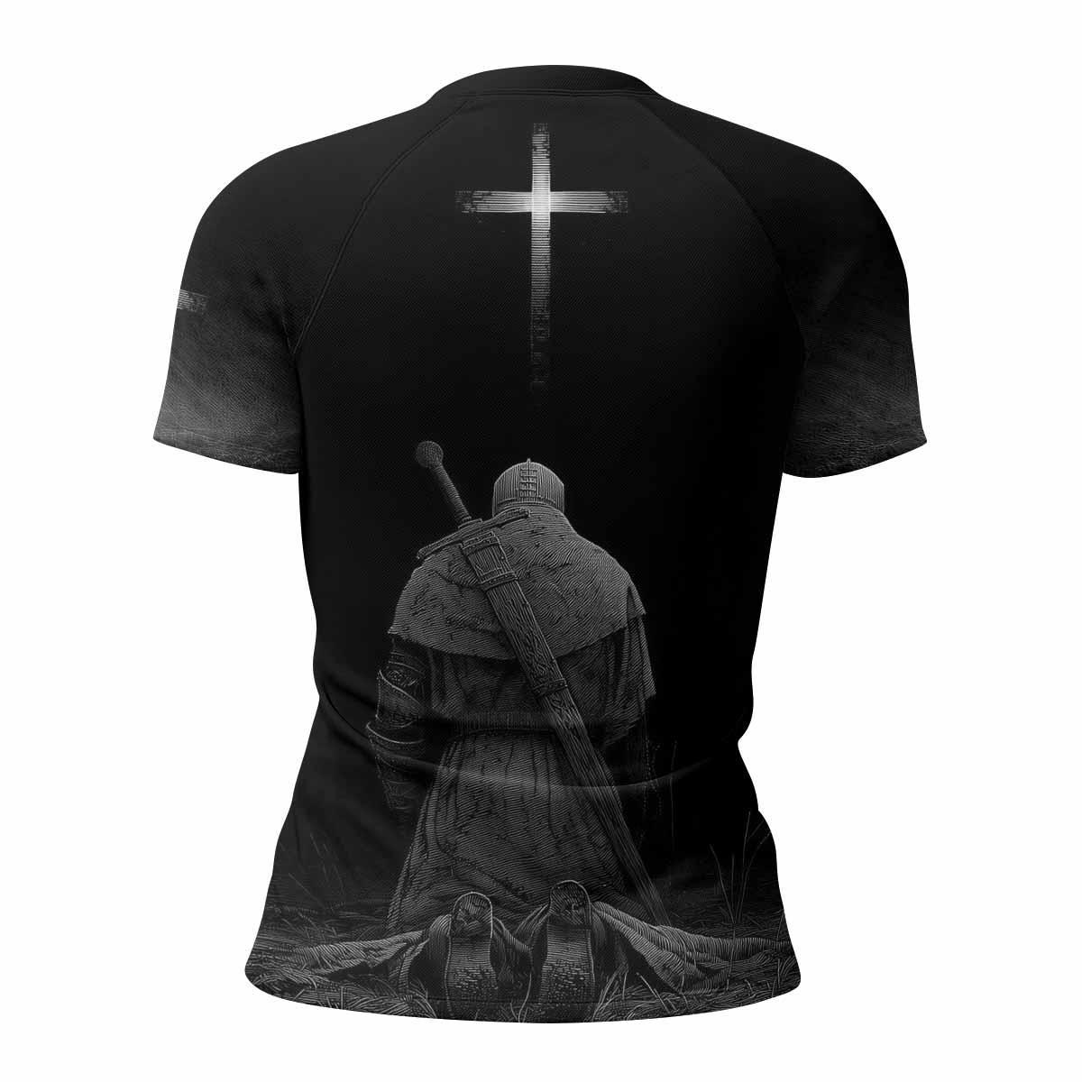 Psalms 23:4 NIV Women's Rash Guard Short Sleeve - back view mockup