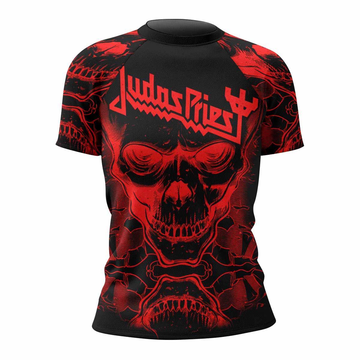Judas Priest Skull Women's Rash Guard Short Sleeve - front view mockup