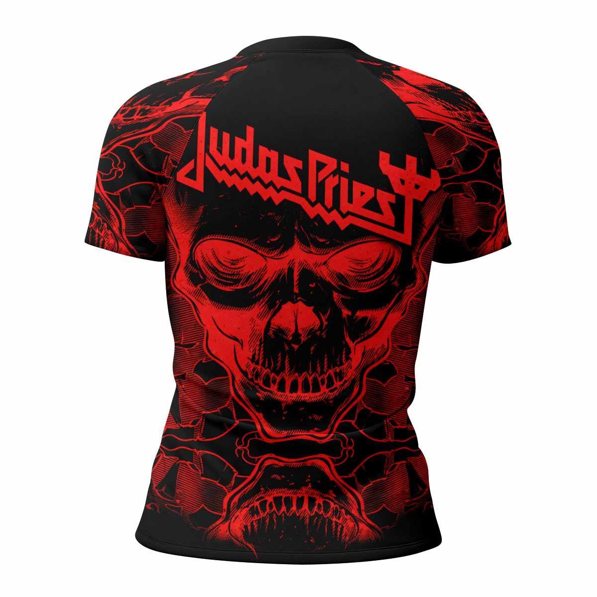 Judas Priest Skull Women's Rash Guard Short Sleeve - back view mockup