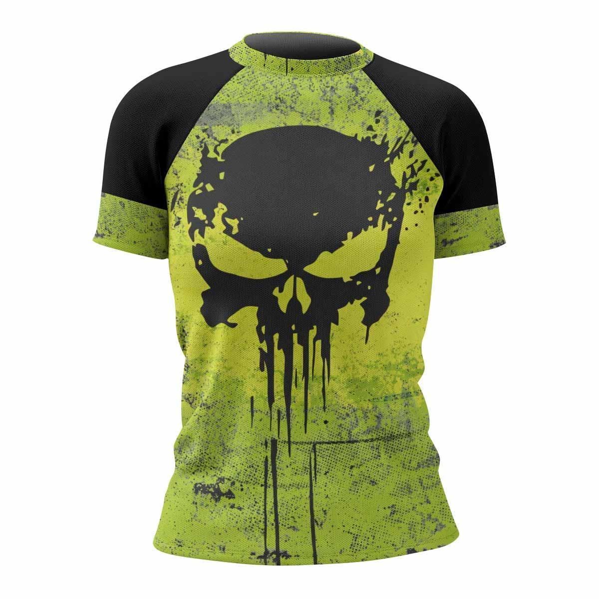 The Punisher Skull Women's Rash Guard Short Sleeve - front view mockup
