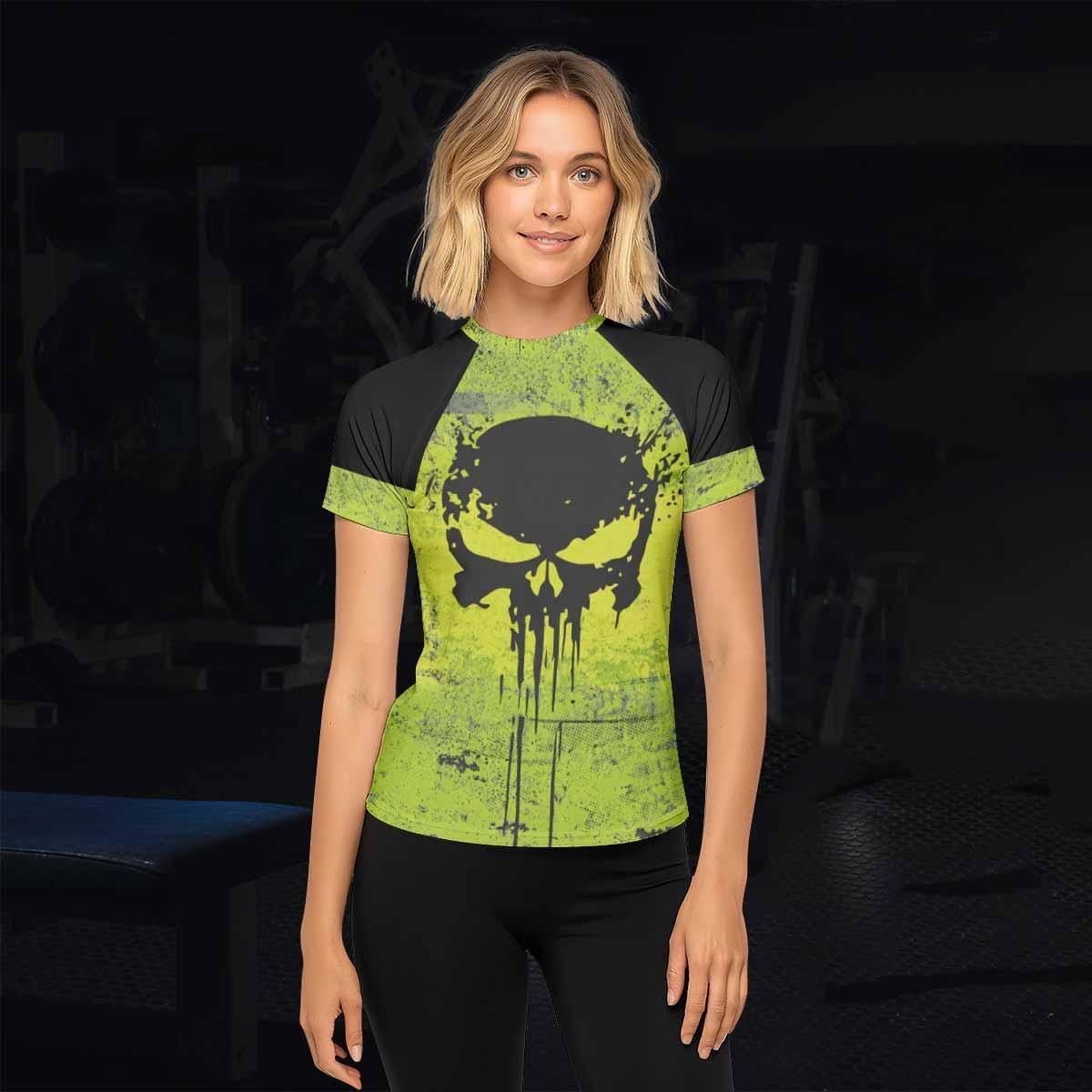 The Punisher Skull Women's Rash Guard Short Sleeve - lifestyle view