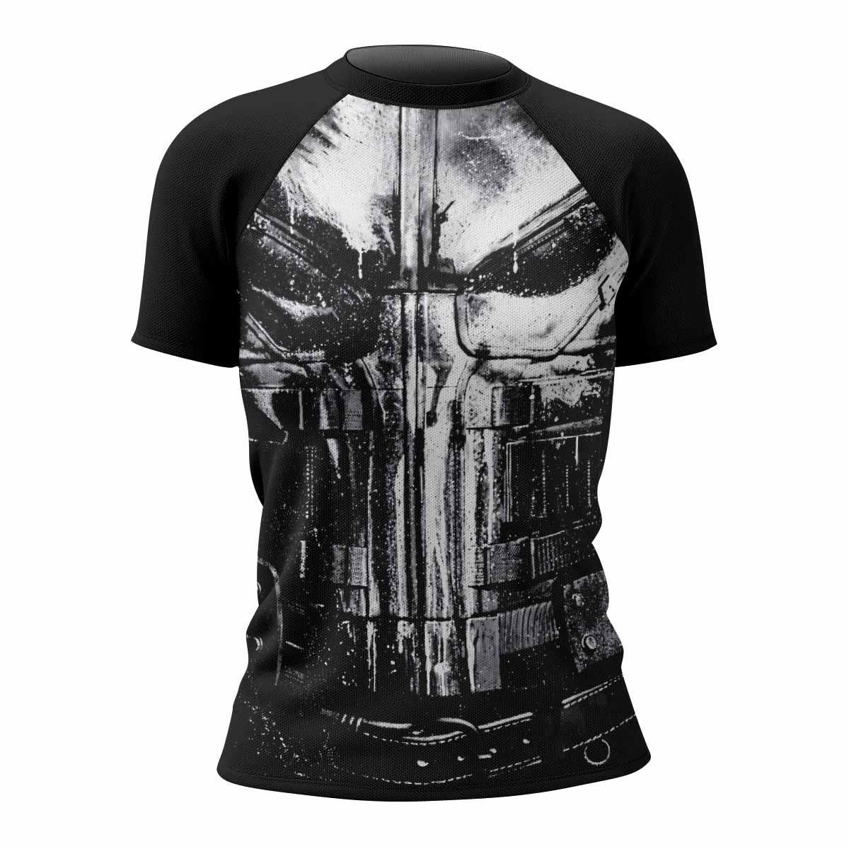 The Punisher War Mask Women's Rash Guard Short Sleeve - front view mockup
