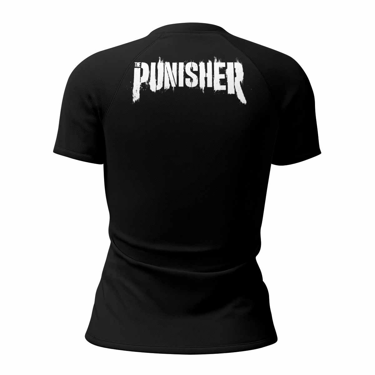 The Punisher War Mask Women's Rash Guard Short Sleeve - back view mockup