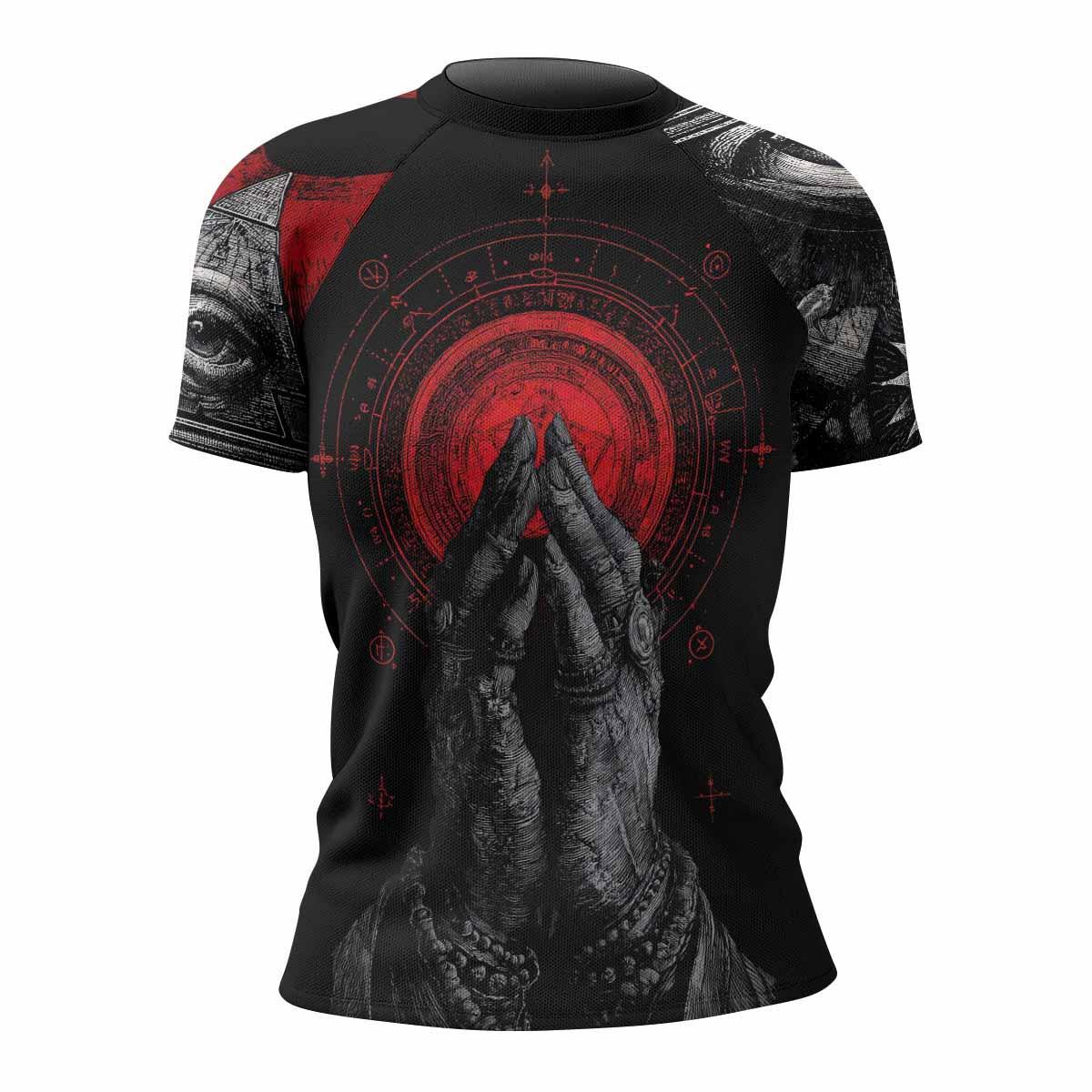 All Seeing Eye Women's Rash Guard Short Sleeve - front view mockup