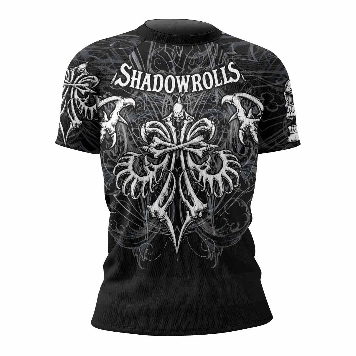 Shadowrolls Skull Cross Women's Rash Guard Short Sleeve - front view mockup