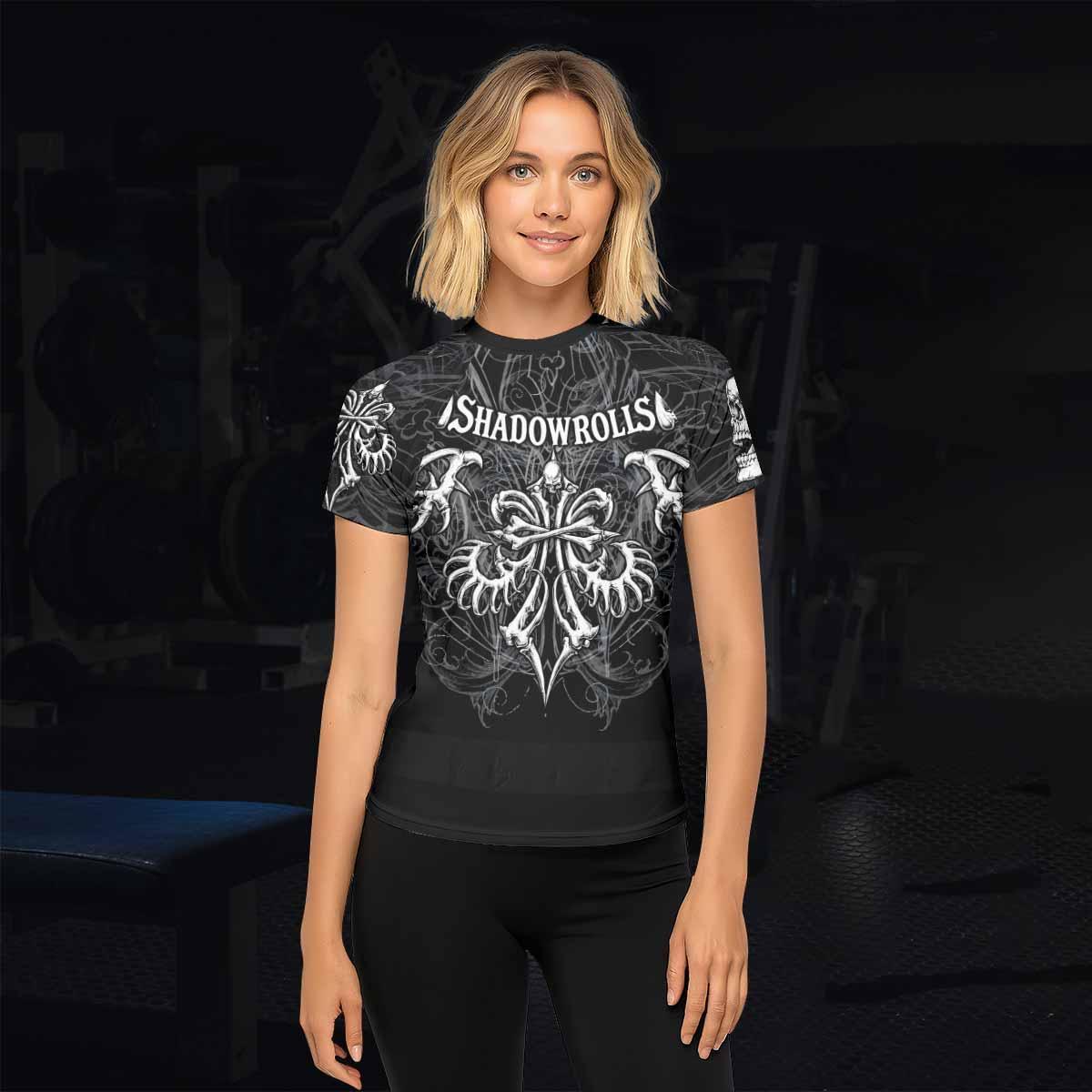 Shadowrolls Skull Cross Women's Rash Guard Short Sleeve - lifestyle view