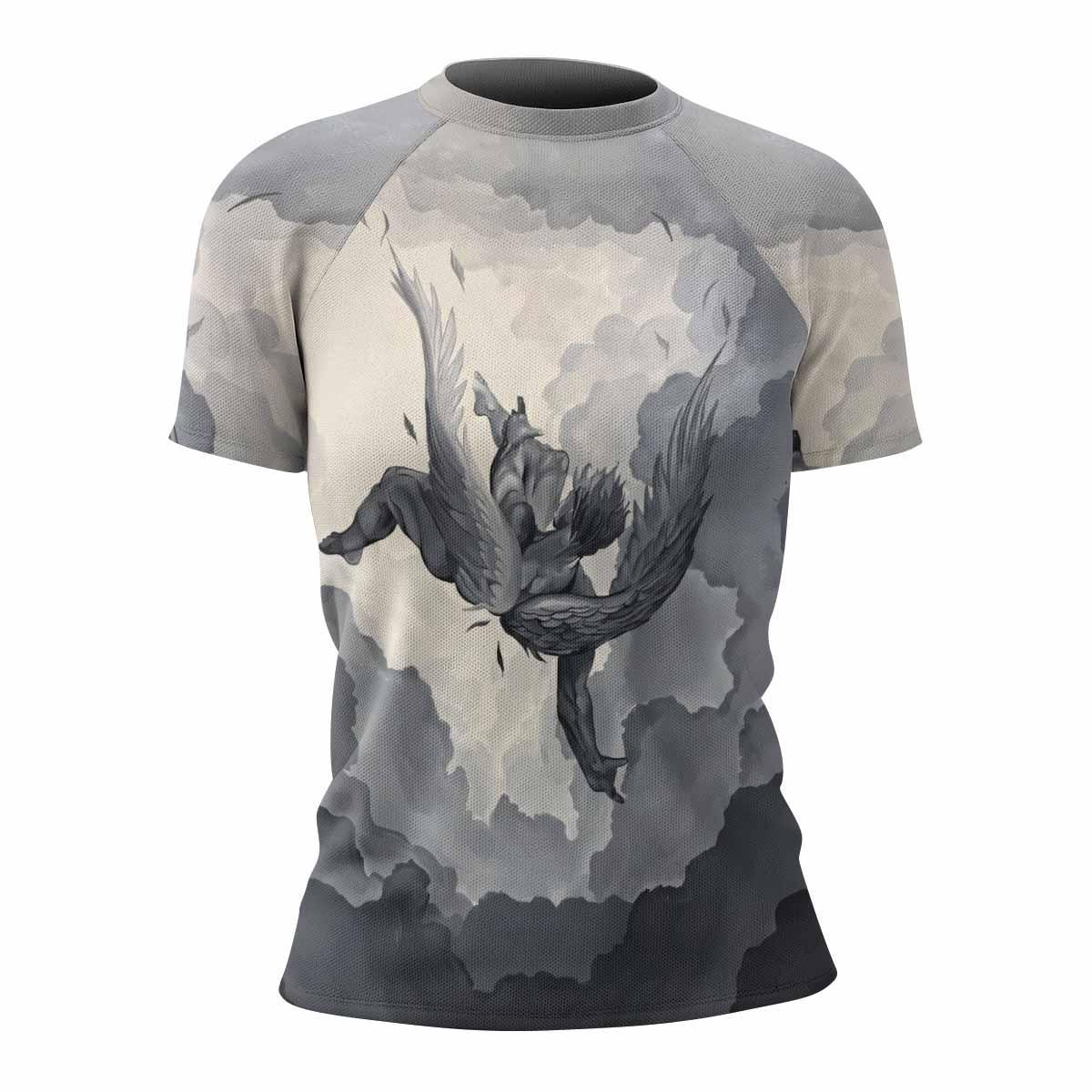 Icarus Too Close To The Sun Women's Rash Guard Short Sleeve - front view mockup