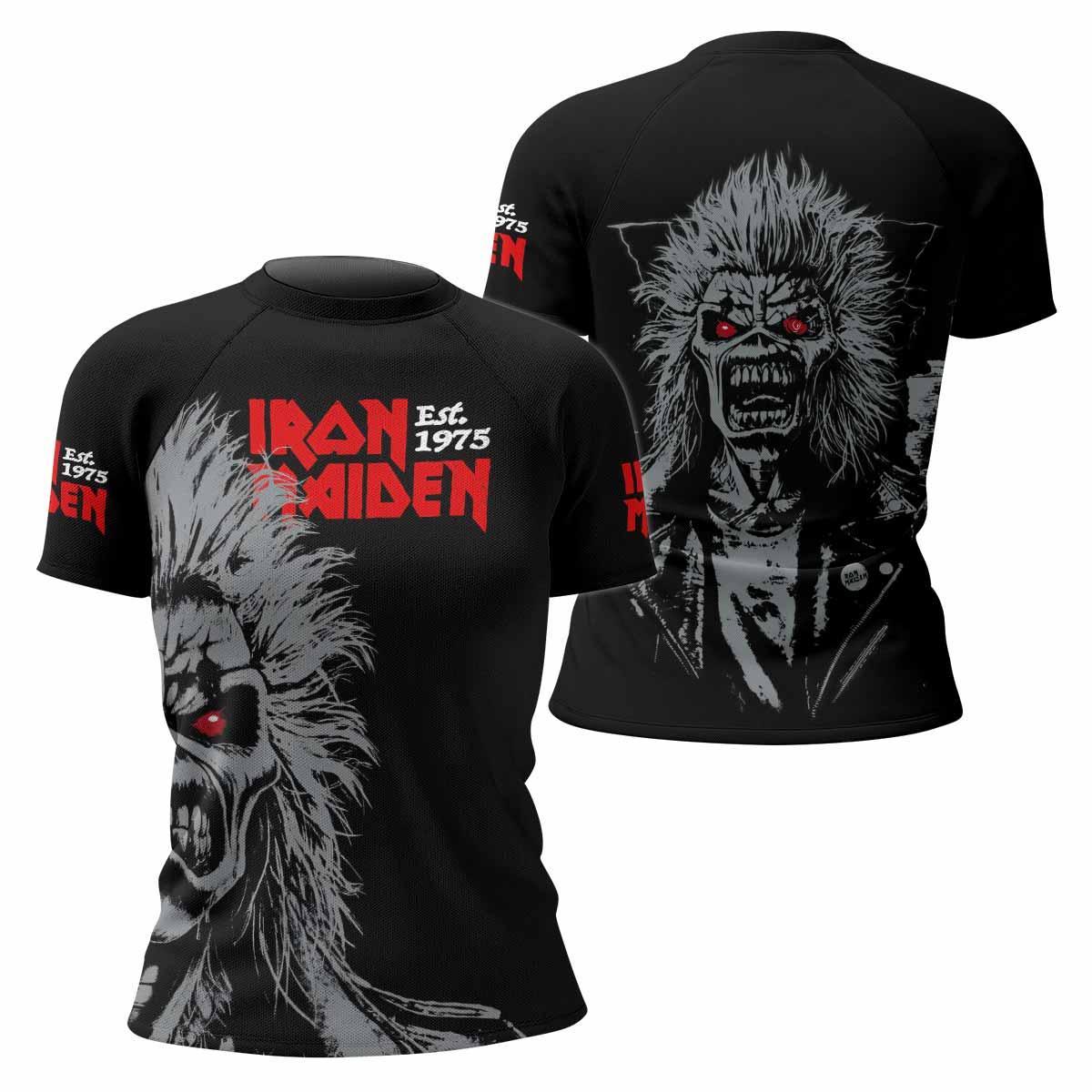 Iron Maiden Eddie the Head Women's Rash Guard Short Sleeve - front and back view