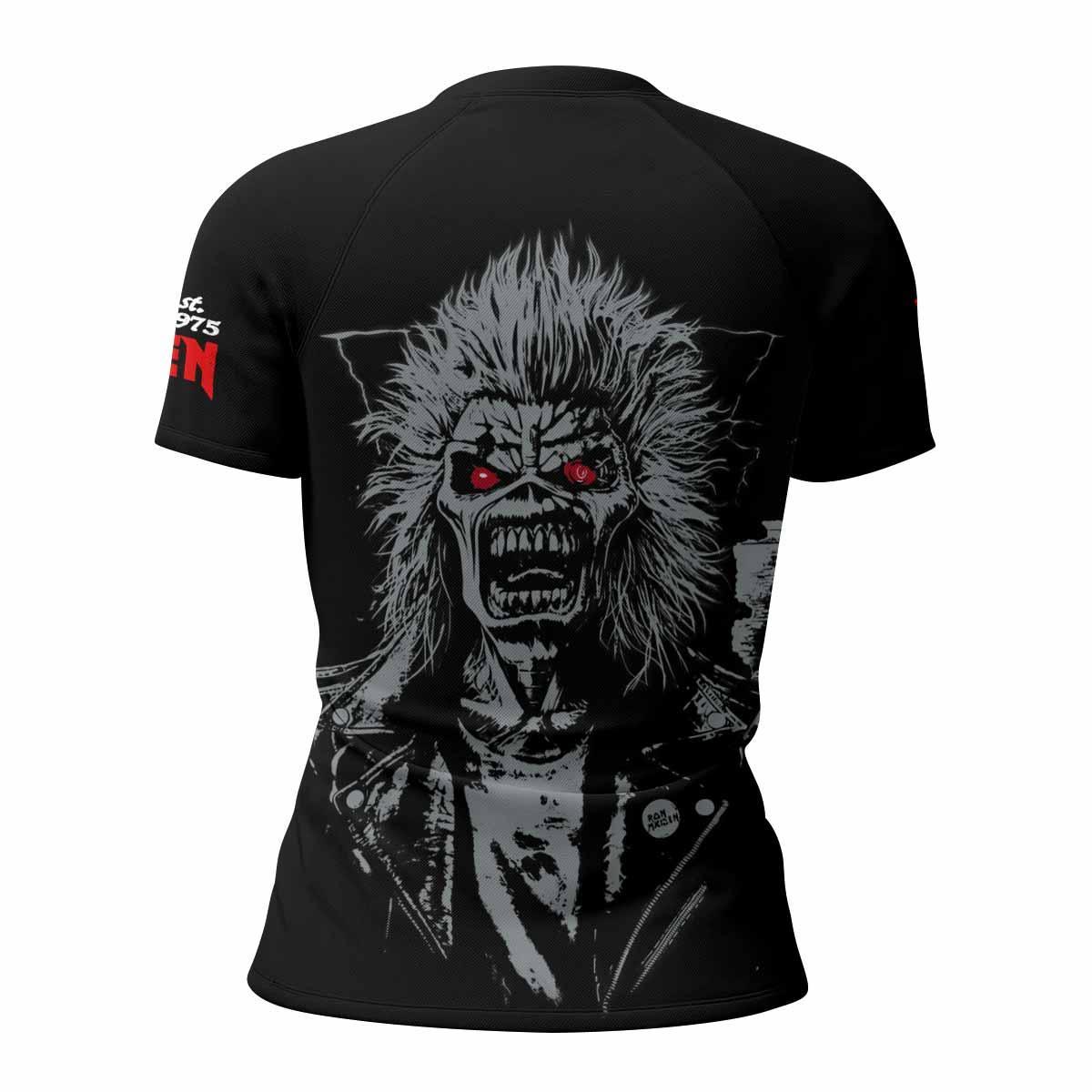 Iron Maiden Eddie the Head Women's Rash Guard Short Sleeve - back view mockup