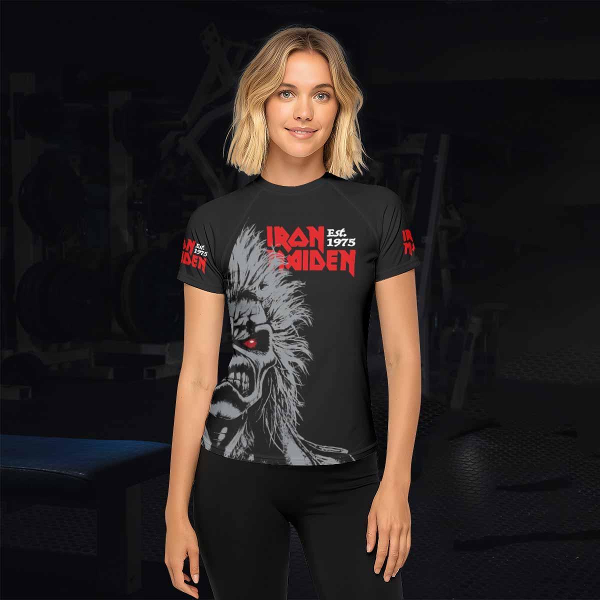 Iron Maiden Eddie the Head Women's Rash Guard Short Sleeve - lifestyle view