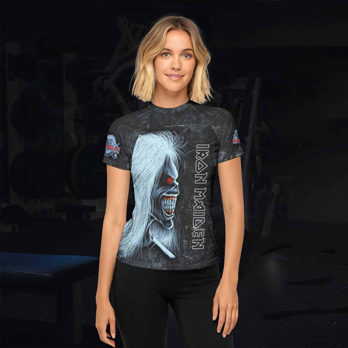 Iron Maiden The Ten Eddies Women's Rash Guard Short Sleeve - lifestyle view