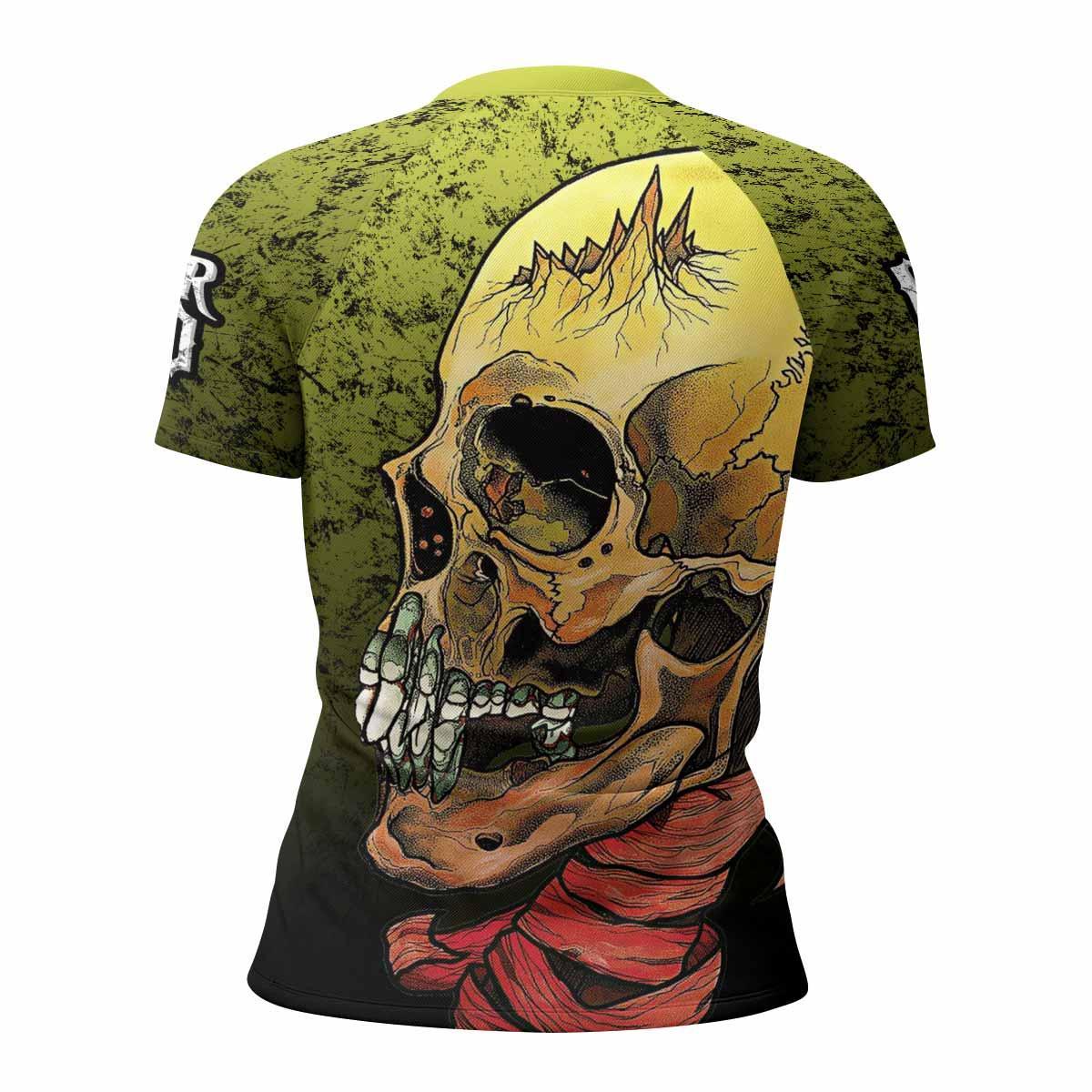 Guitar Hero Skull Women's Rash Guard Short Sleeve - back view mockup