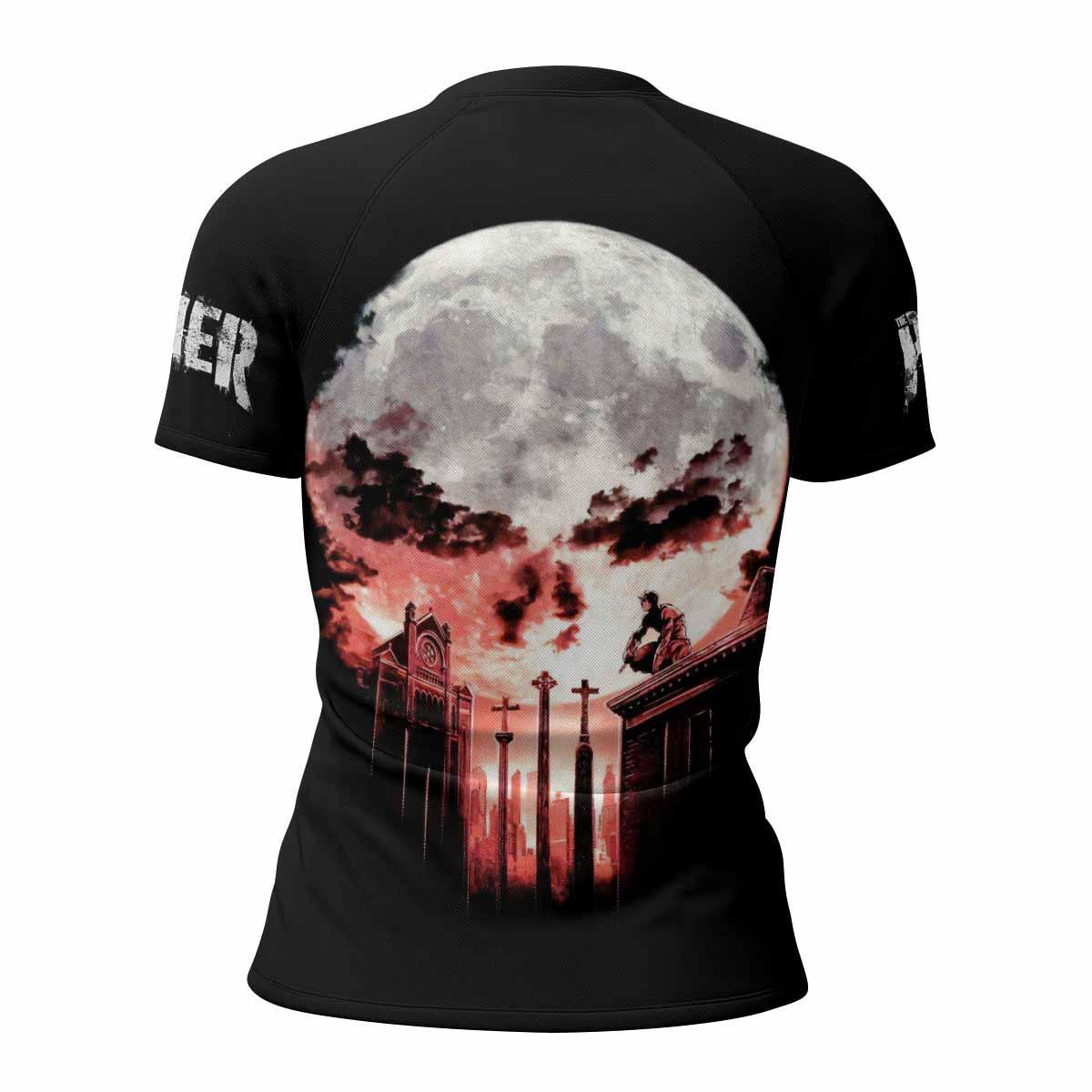 The Punisher Skull Frank Castle Women's Rash Guard Short Sleeve - back view mockup
