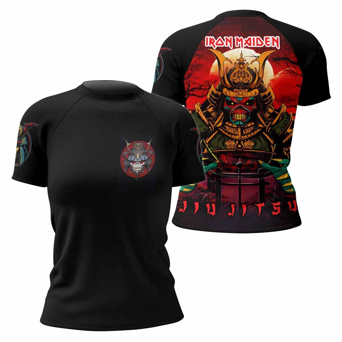 Iron Maiden Samurai Jiu-Jitsu Women's Rash Guard Short Sleeve - front and back view
