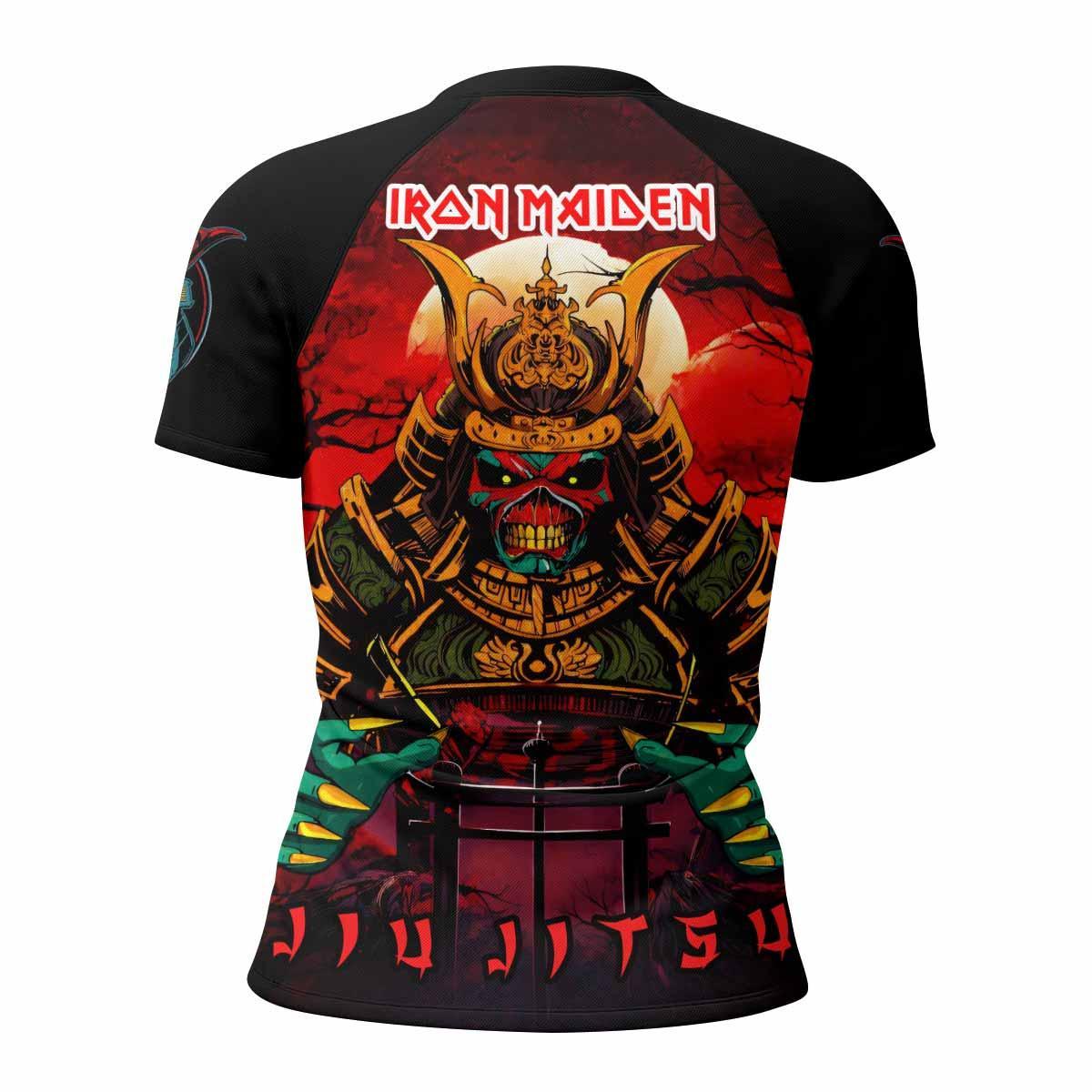 Iron Maiden Samurai Jiu-Jitsu Women's Rash Guard Short Sleeve - back view mockup