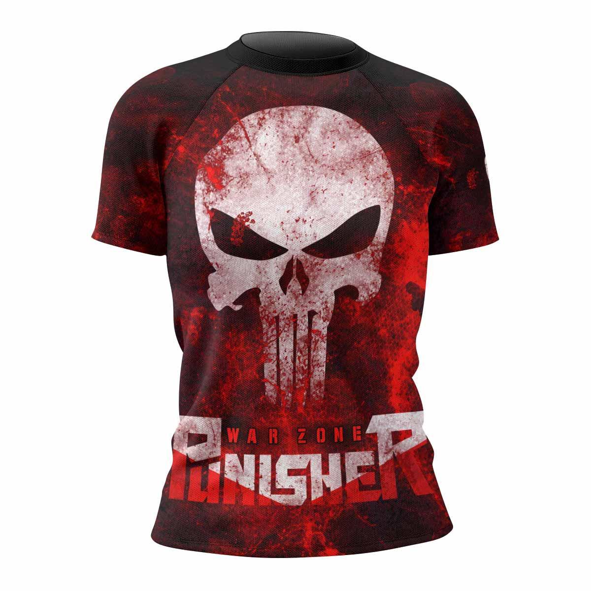Punisher War Zone Women's Rash Guard Short Sleeve - front view mockup