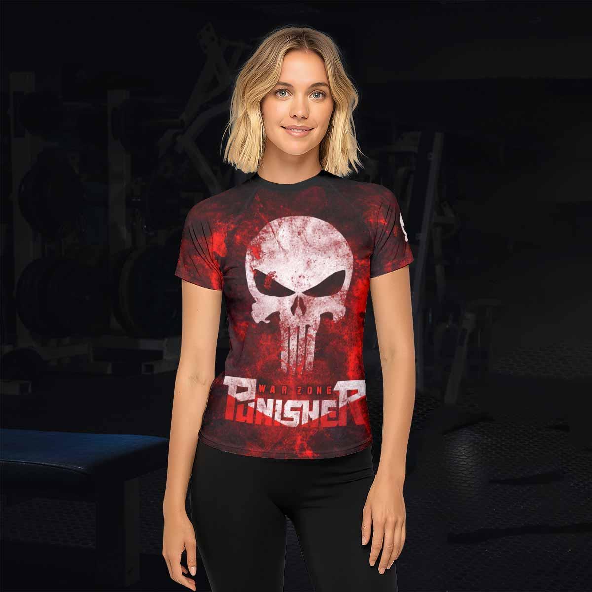 Punisher War Zone Women's Rash Guard Short Sleeve - lifestyle view
