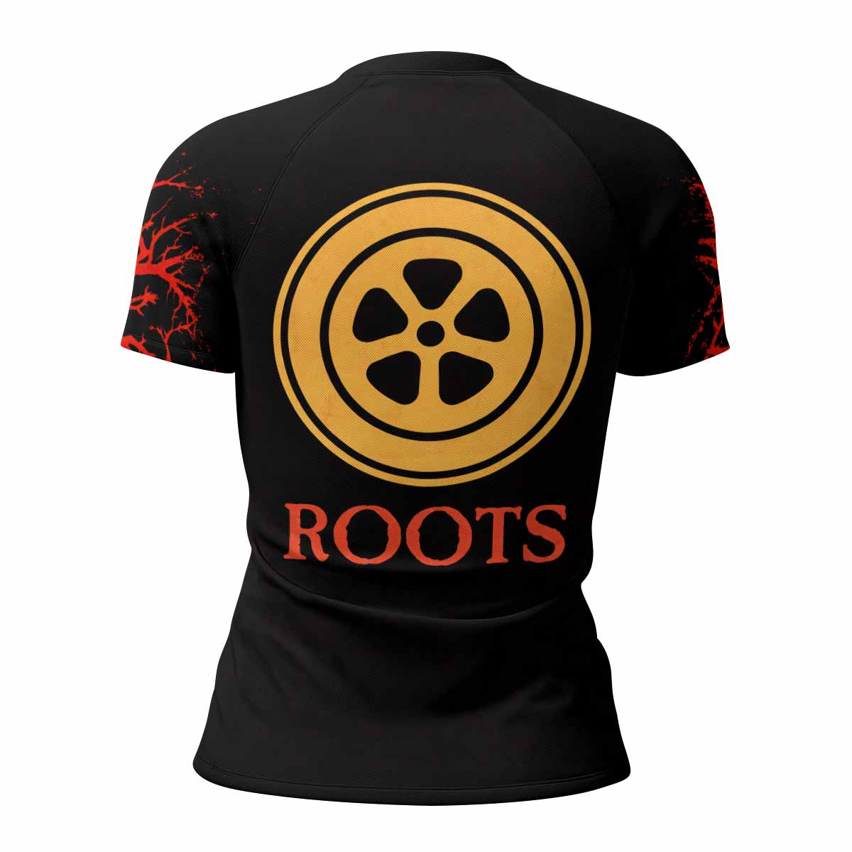 Sepultura Roots Women's Rash Guard Short Sleeve - back view mockup