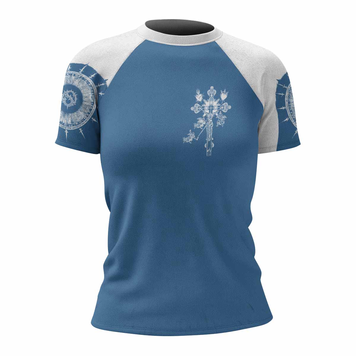 Our Lady of Sorrows Women's Rash Guard Short Sleeve - front view mockup