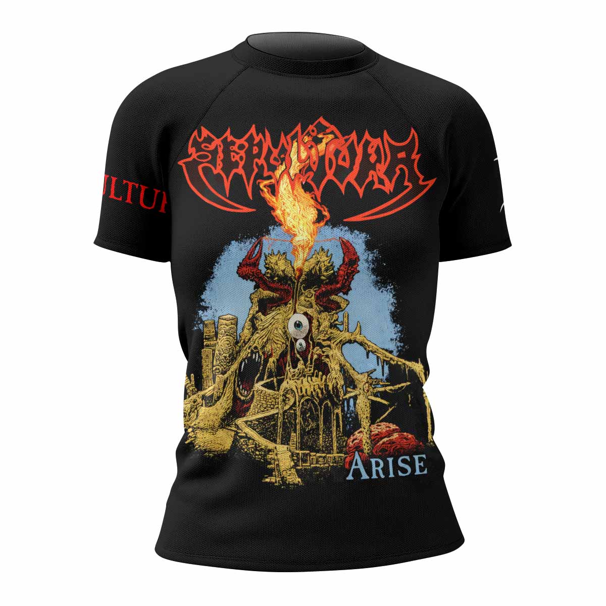 Sepultura Arise Women's Rash Guard Short Sleeve - front view mockup