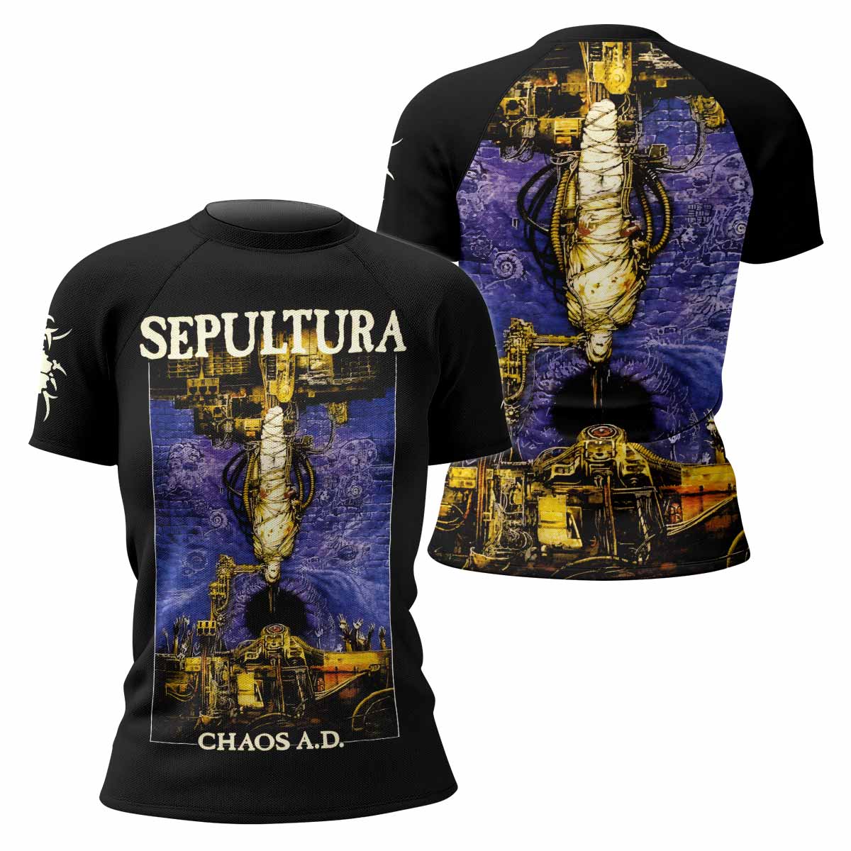 Sepultura Chaos A.D Women's Rash Guard Short Sleeve - front and back view