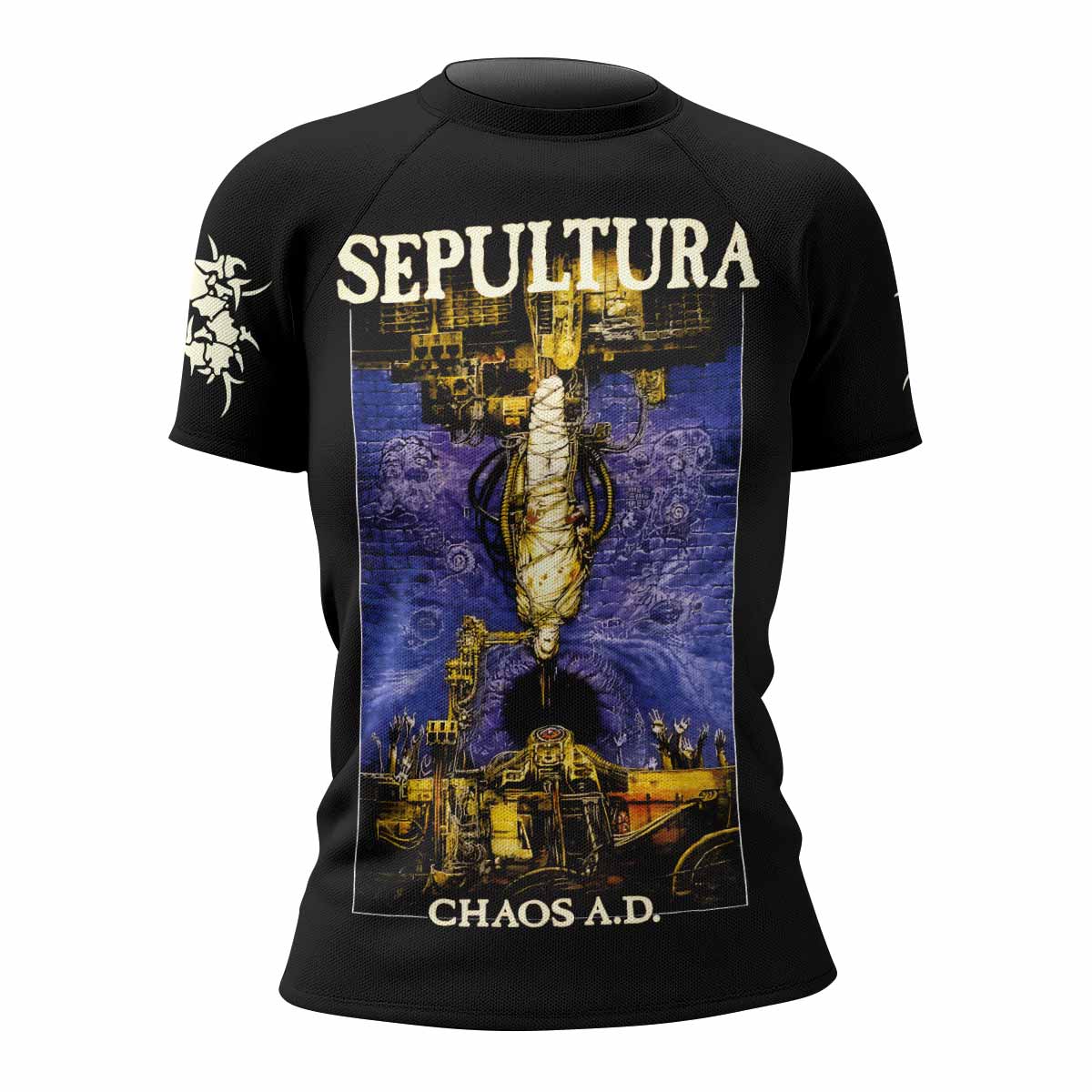 Sepultura Chaos A.D Women's Rash Guard Short Sleeve - front view mockup